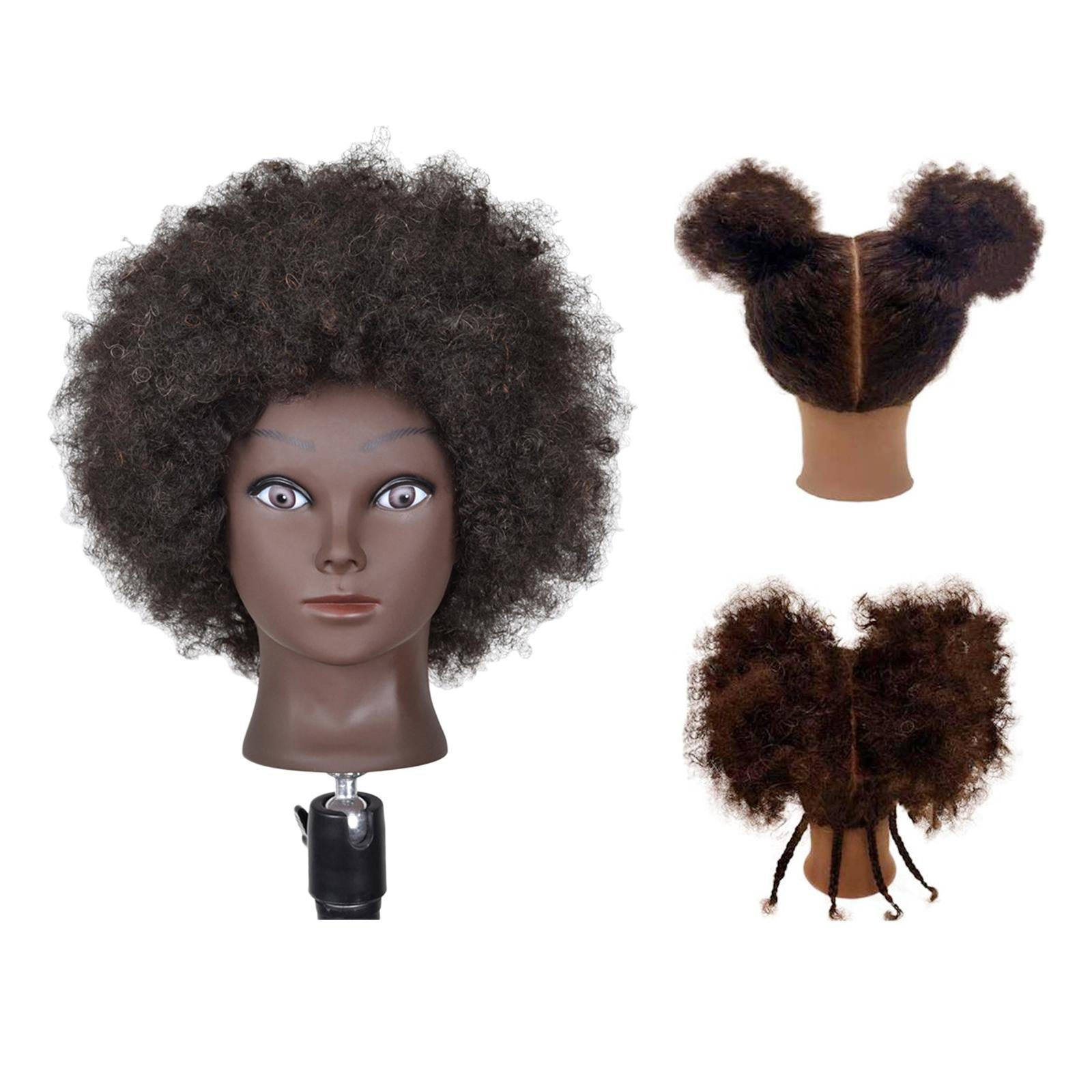 Hair Styling Practice Doll Head Training Mannequin Clamp Afro Black Skin