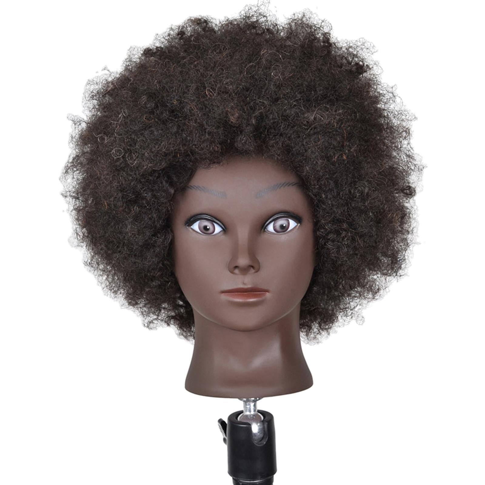 Hair Styling Practice Doll Head Training Mannequin Clamp Afro Black Skin