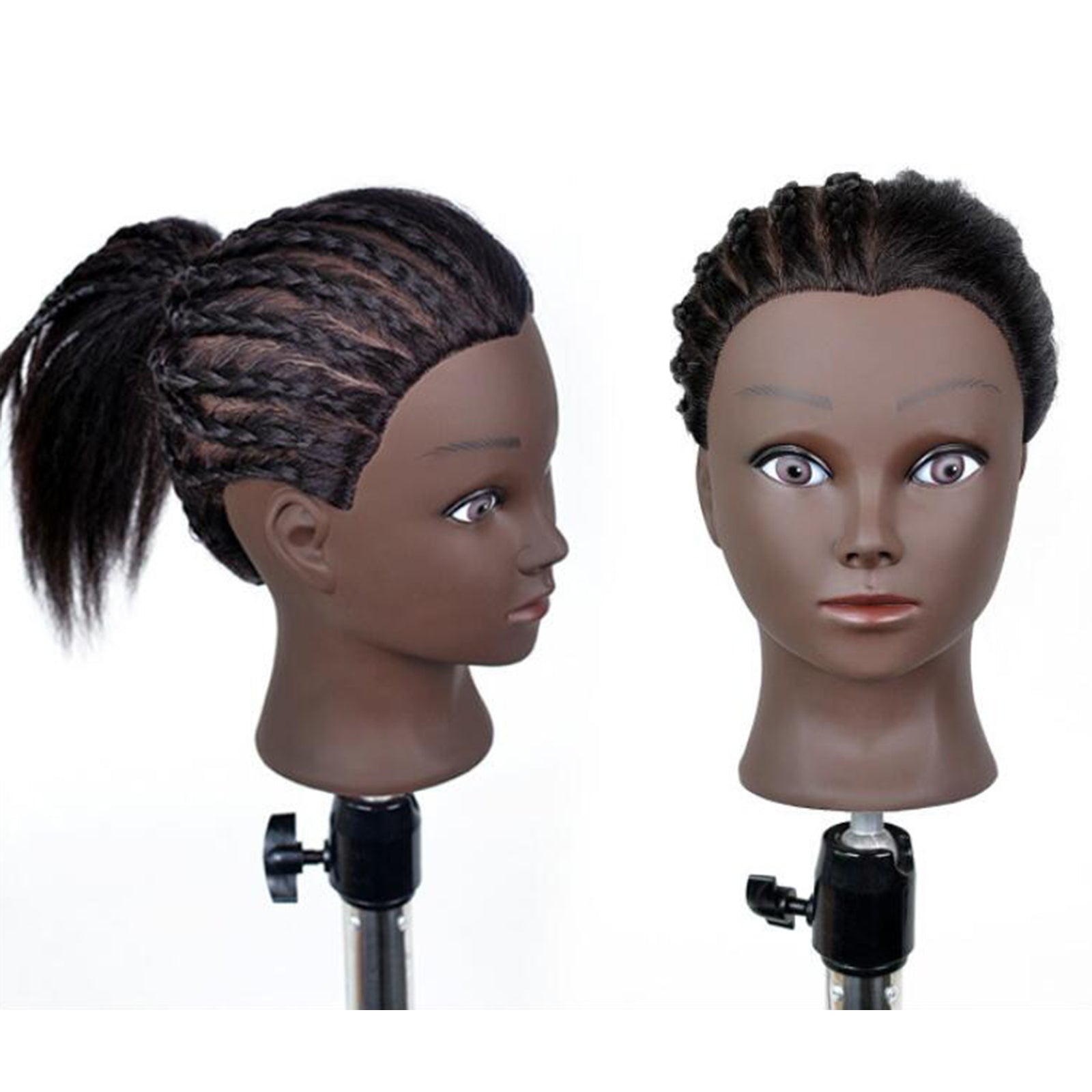 Hair Styling Practice Doll Head Training Mannequin Clamp 16in Black Skin