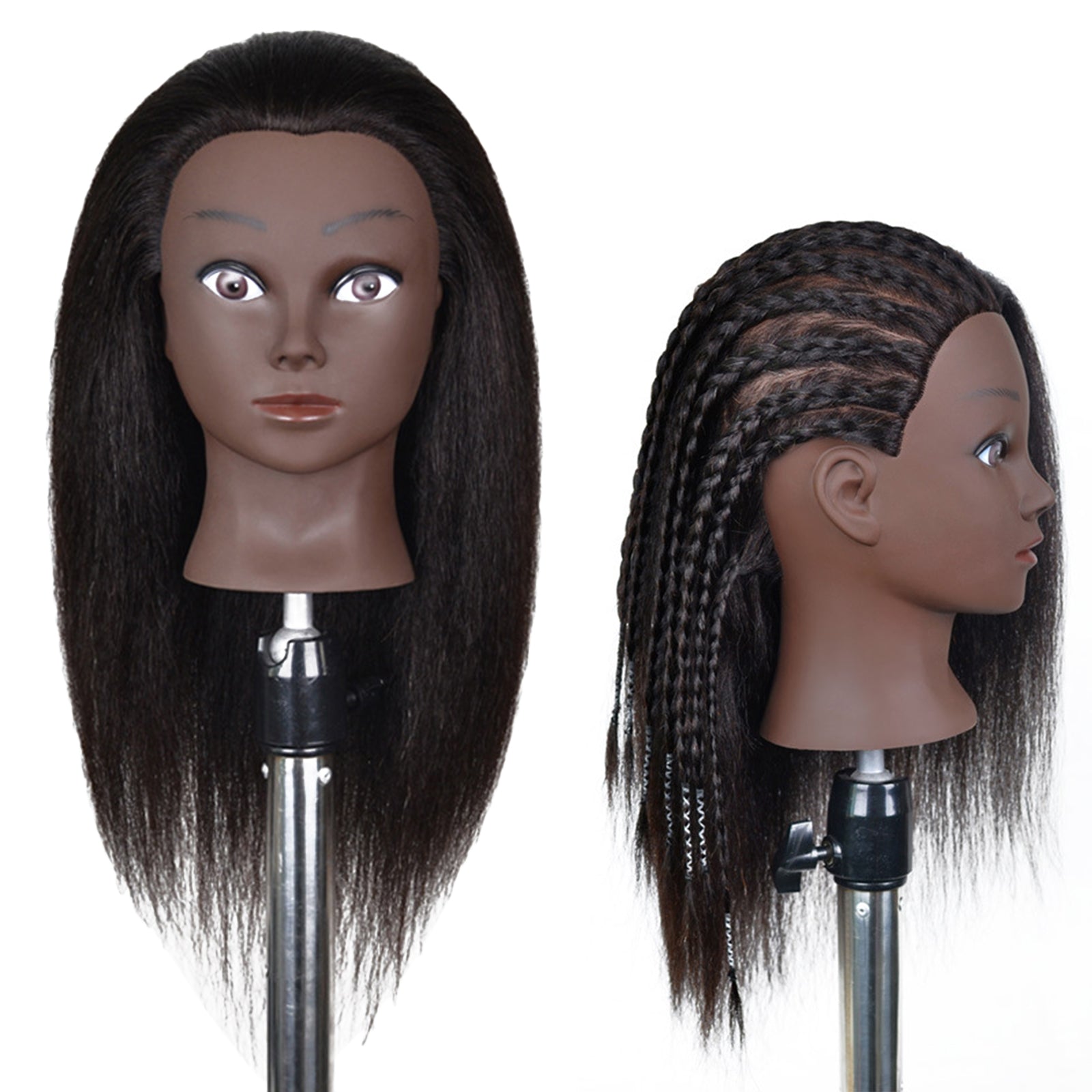 Hair Styling Practice Doll Head Training Mannequin Clamp 16in Black Skin