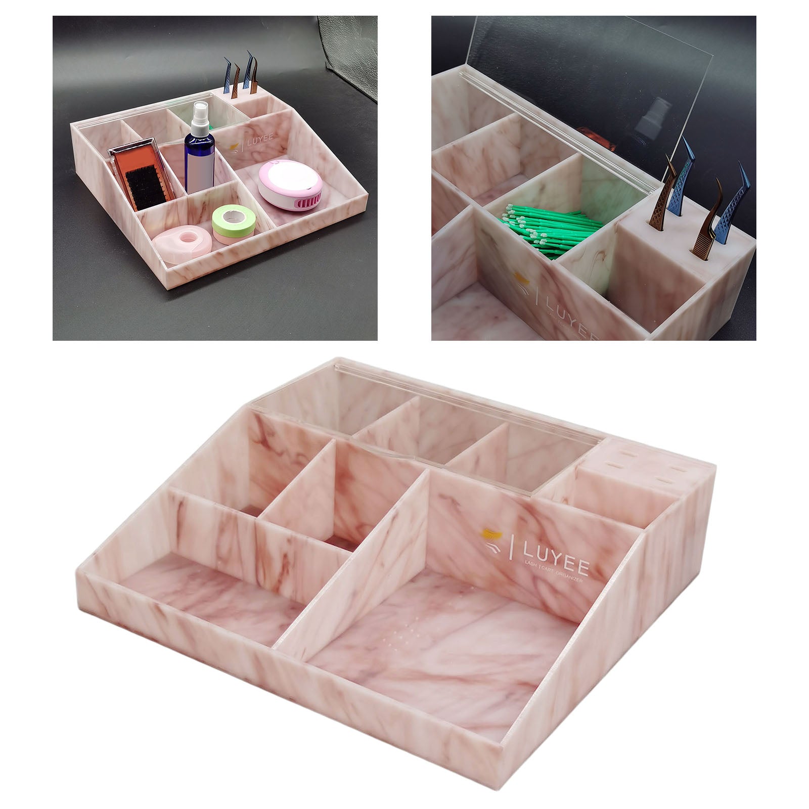 Eyelash Grafting Tool Display Stand Rack Storage Case Organizer Pink