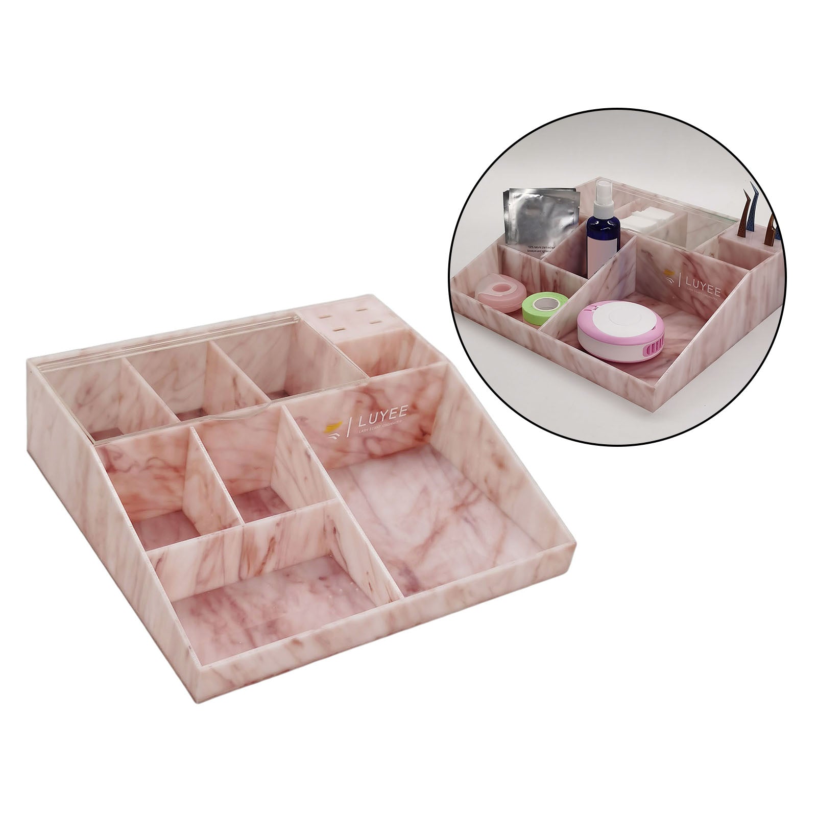 Eyelash Grafting Tool Display Stand Rack Storage Case Organizer Pink