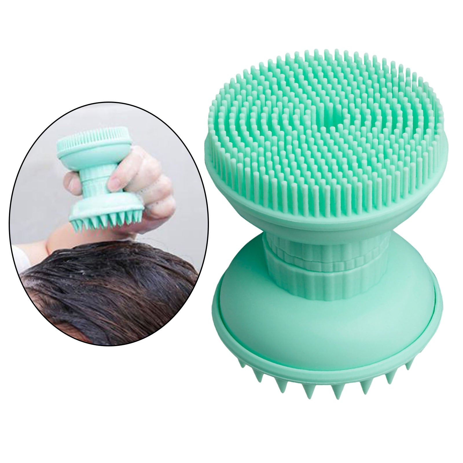 Shampoo Scalp Shower Body Washing Hair Massager Brush Comb Silicone Green