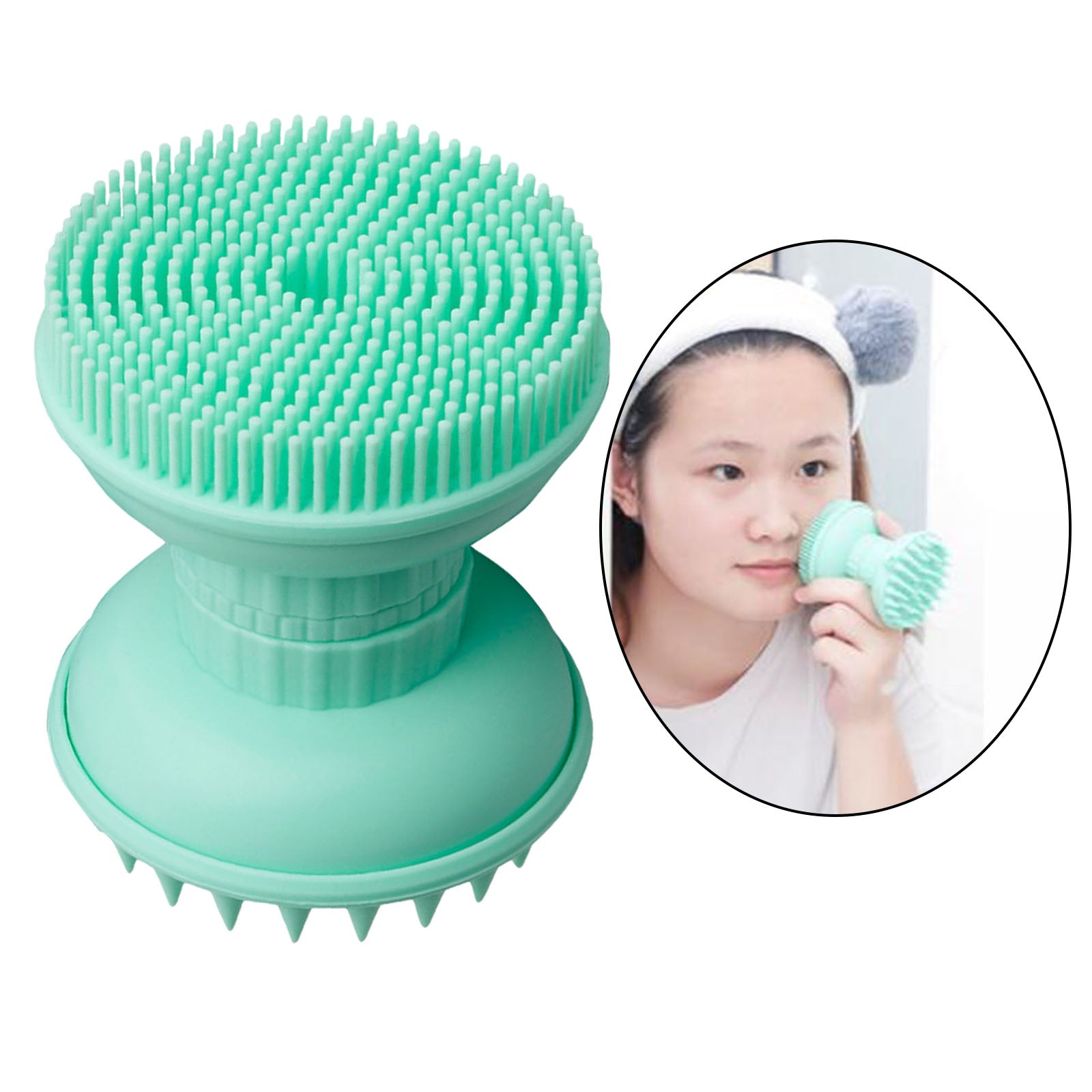 Shampoo Scalp Shower Body Washing Hair Massager Brush Comb Silicone Green