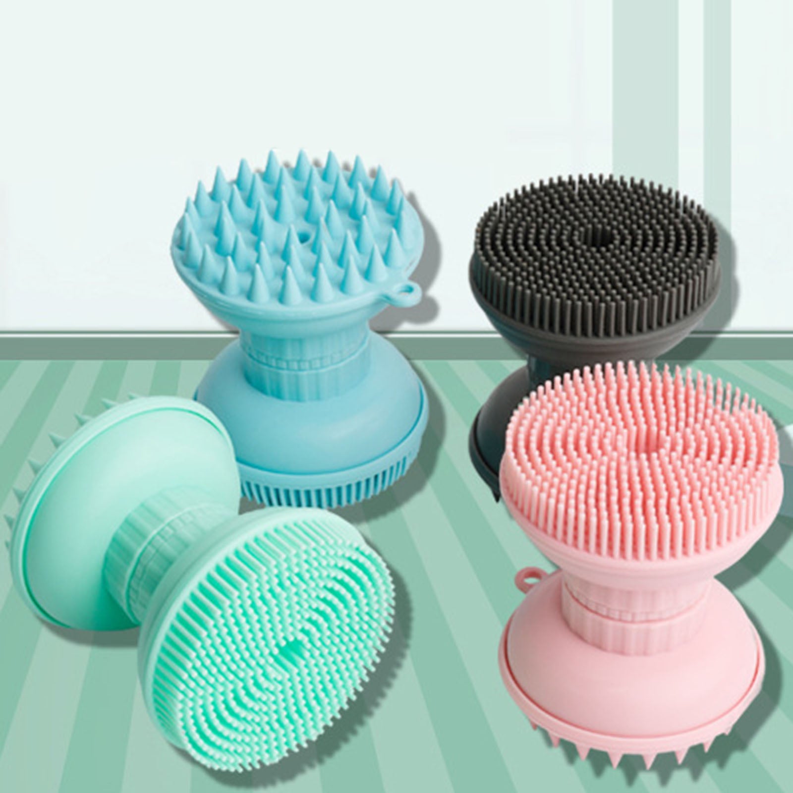 Shampoo Scalp Shower Body Washing Hair Massager Brush Comb Silicone Green