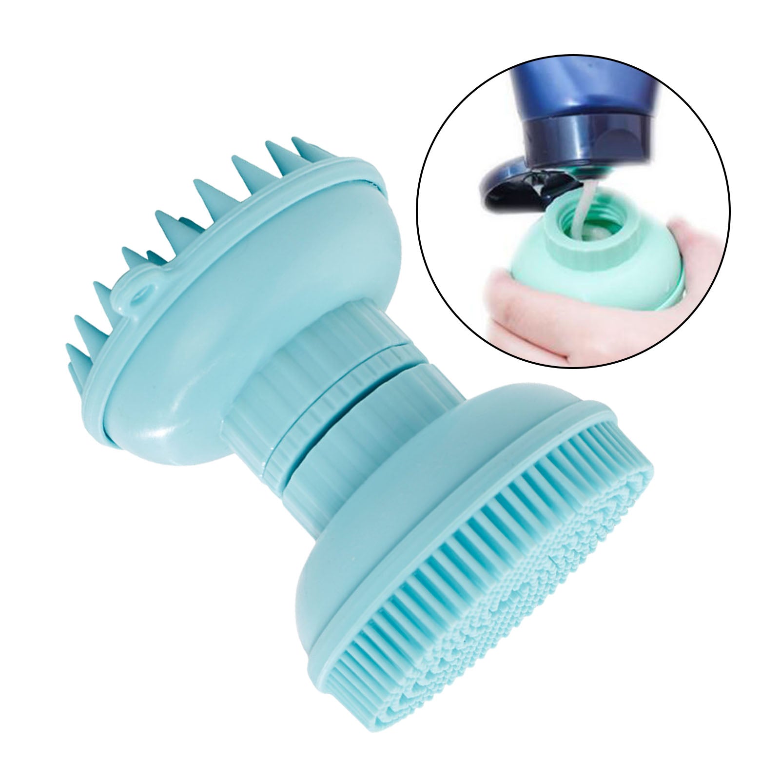 Shampoo Scalp Shower Body Washing Hair Massager Brush Comb Silicone Blue