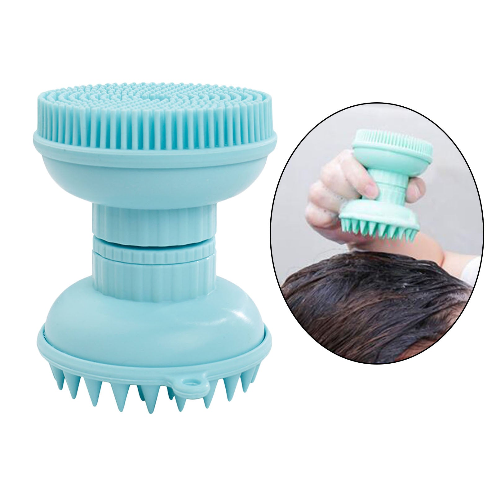 Shampoo Scalp Shower Body Washing Hair Massager Brush Comb Silicone Blue