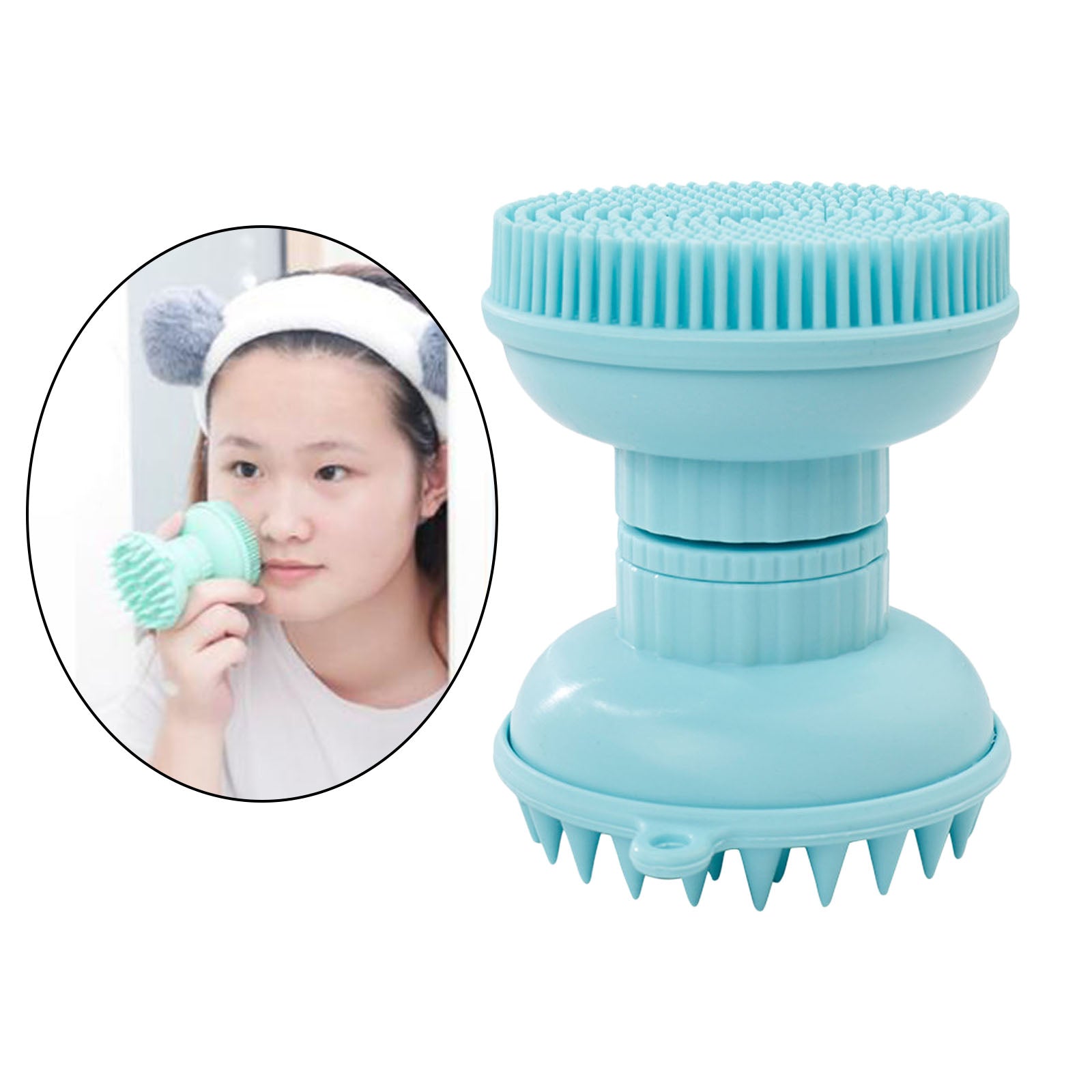 Shampoo Scalp Shower Body Washing Hair Massager Brush Comb Silicone Blue