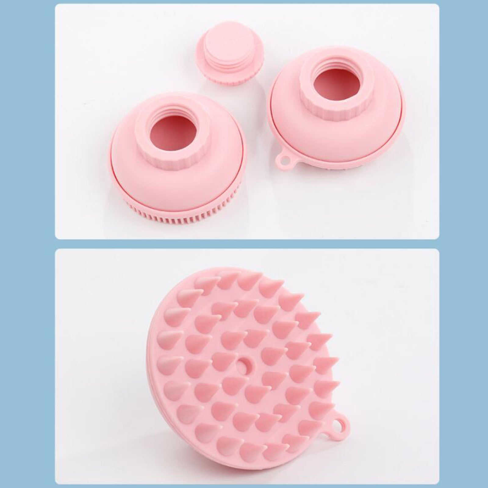 Shampoo Scalp Shower Body Washing Hair Massager Brush Comb Silicone Pink