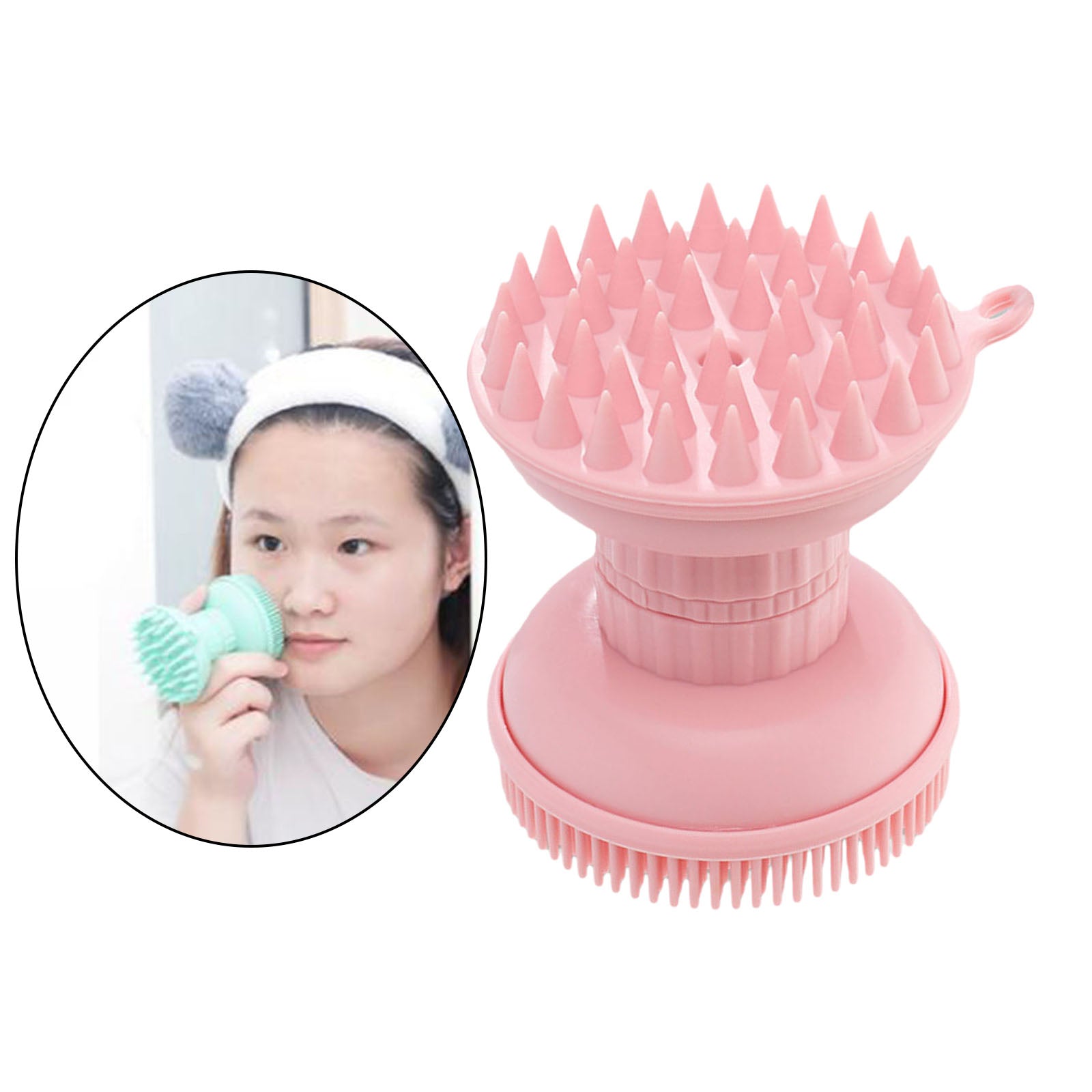 Shampoo Scalp Shower Body Washing Hair Massager Brush Comb Silicone Pink