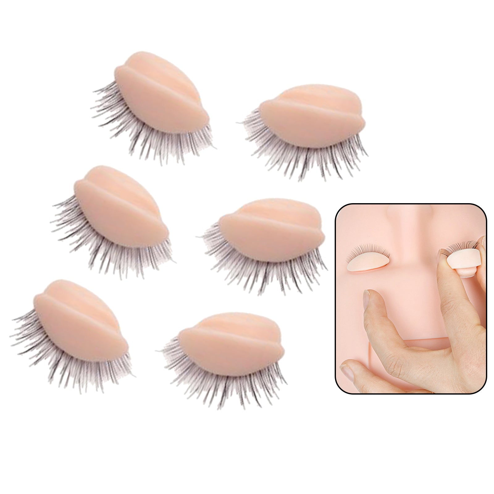 Silicone Mannequin Head Practice False Eyelash Model Tool 3 Pairs Eyelids