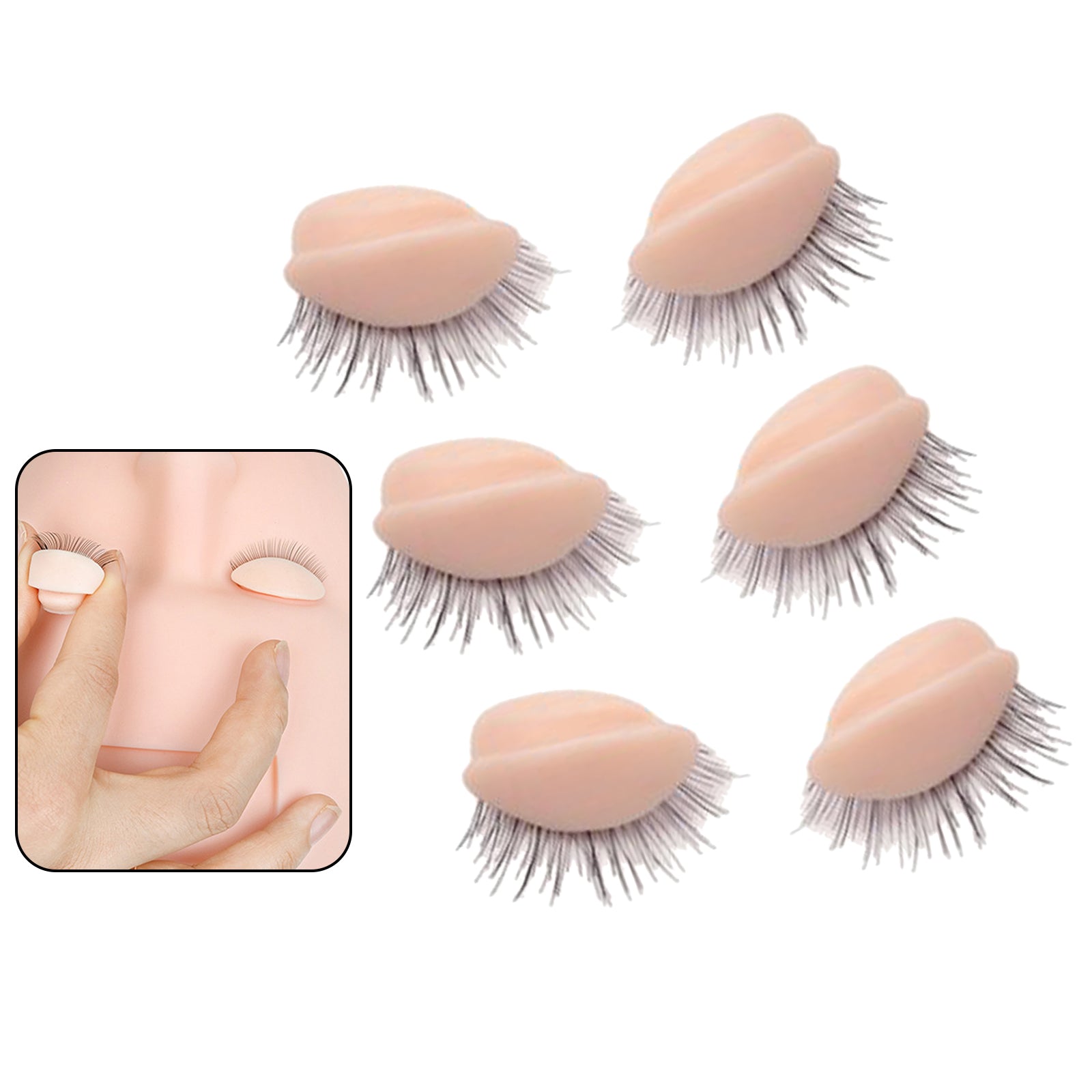 Silicone Mannequin Head Practice False Eyelash Model Tool 3 Pairs Eyelids