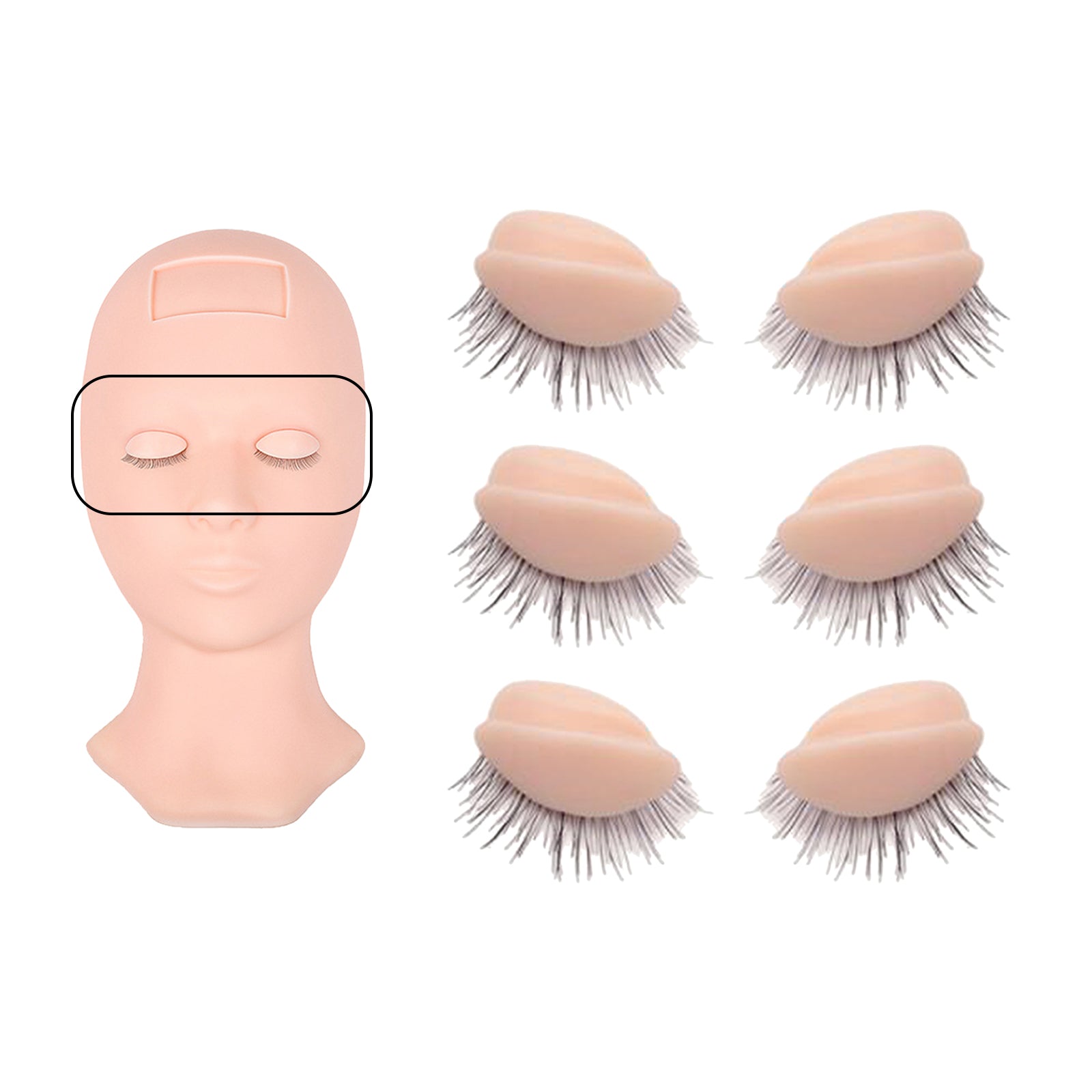 Silicone Mannequin Head Practice False Eyelash Model Tool 3 Pairs Eyelids