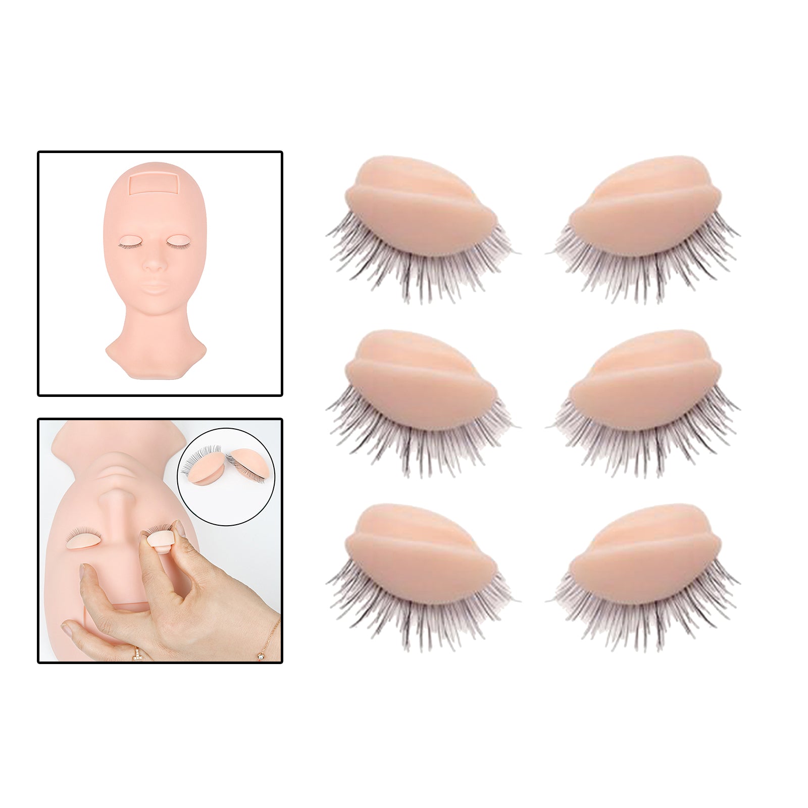 Silicone Mannequin Head Practice False Eyelash Model Tool 3 Pairs Eyelids