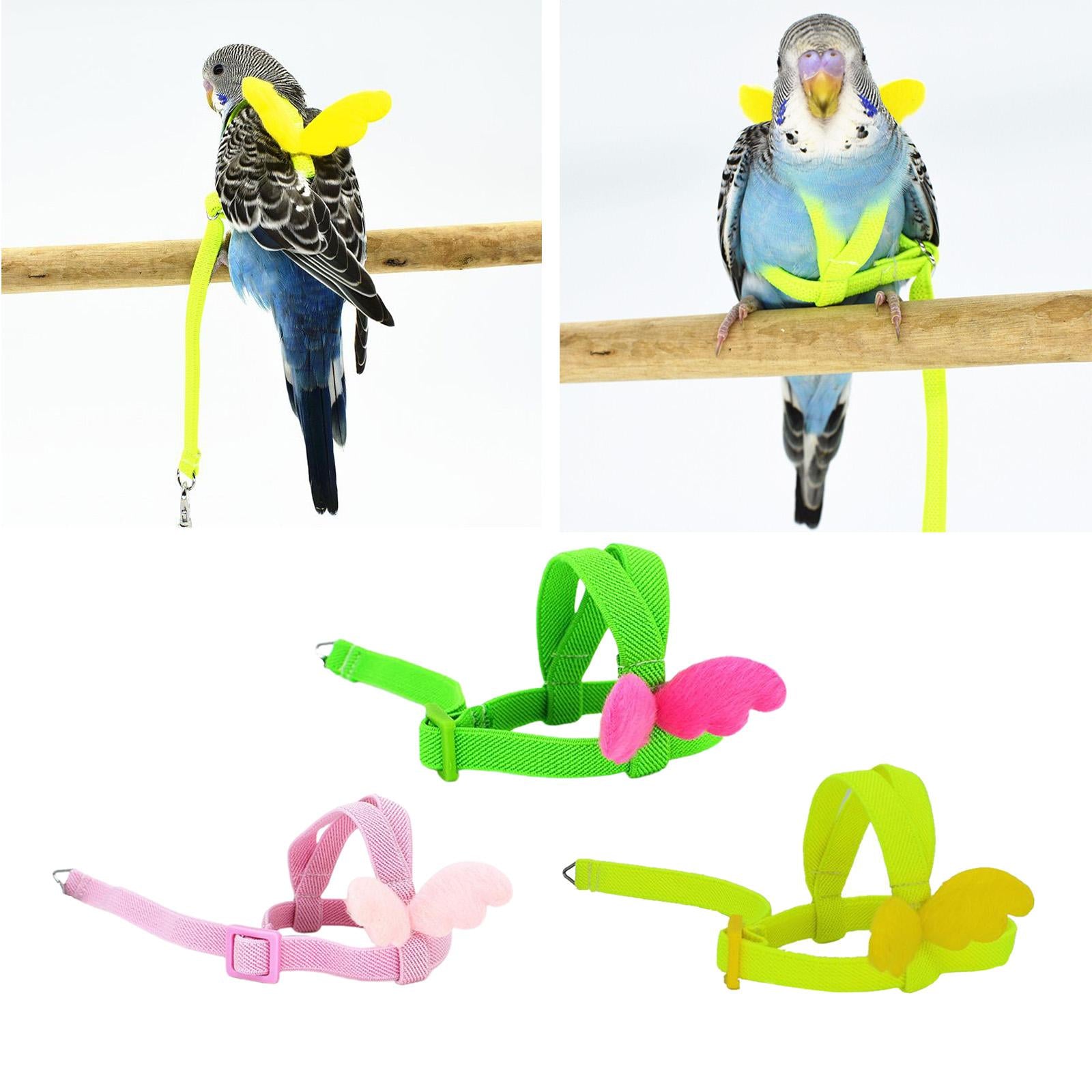 Pet Leash Parrot Bird Adjustable Harness Flying Training Rope Pink 7mm