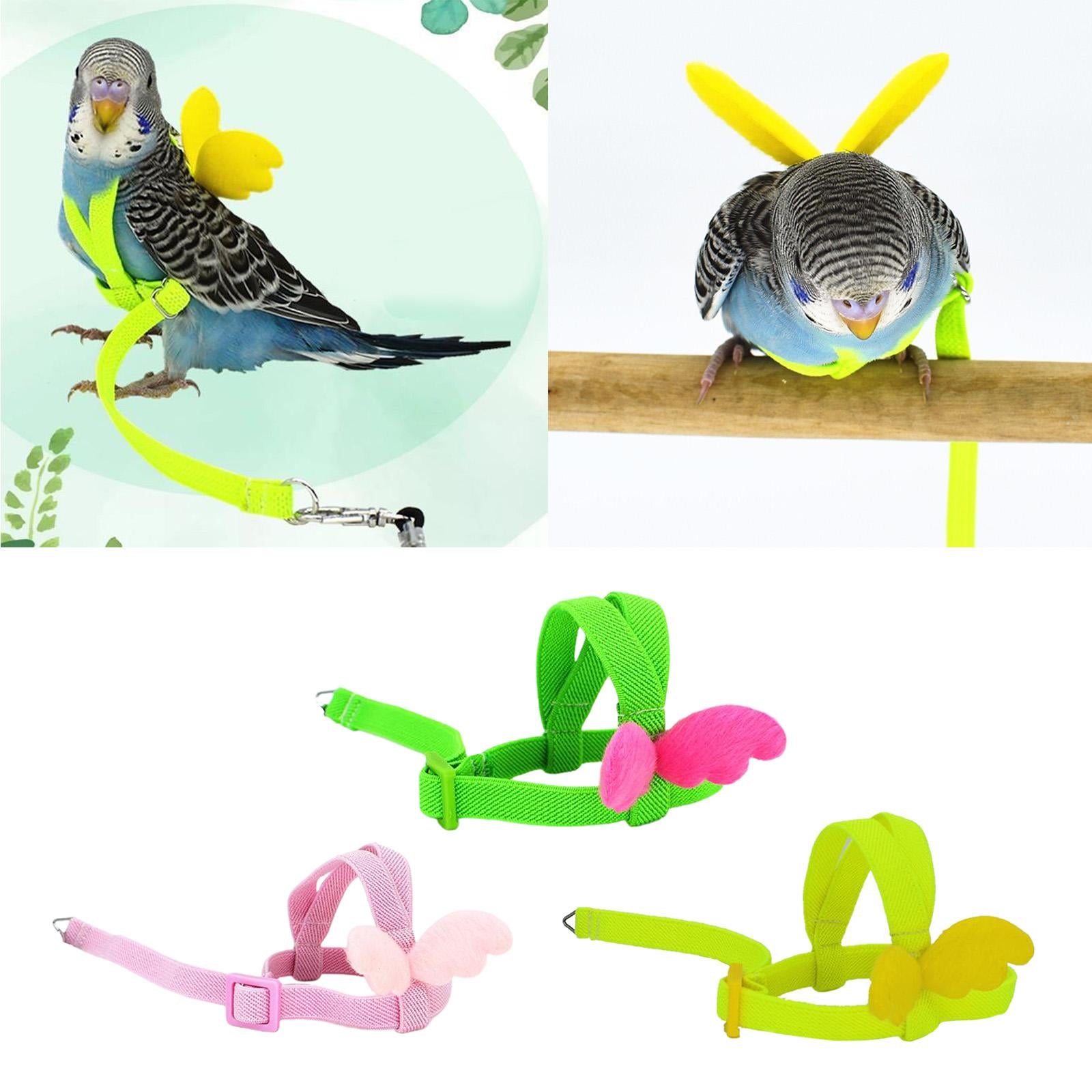 Pet Leash Parrot Bird Adjustable Harness Flying Training Rope Pink 7mm