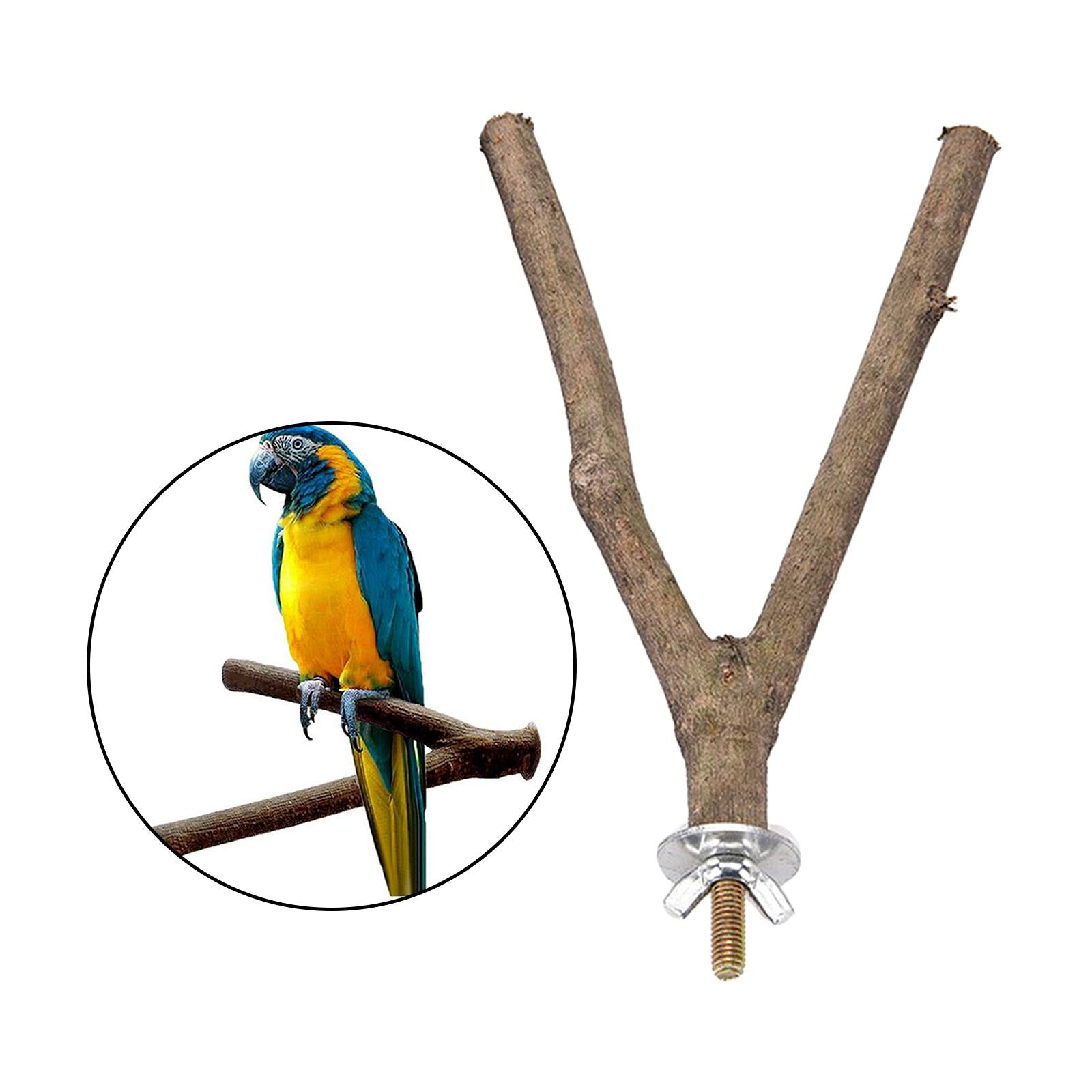 Parrot Wood Fork Stand Rack Pet Parrot Raw Wood Fork Stand Rack Toy 30cm