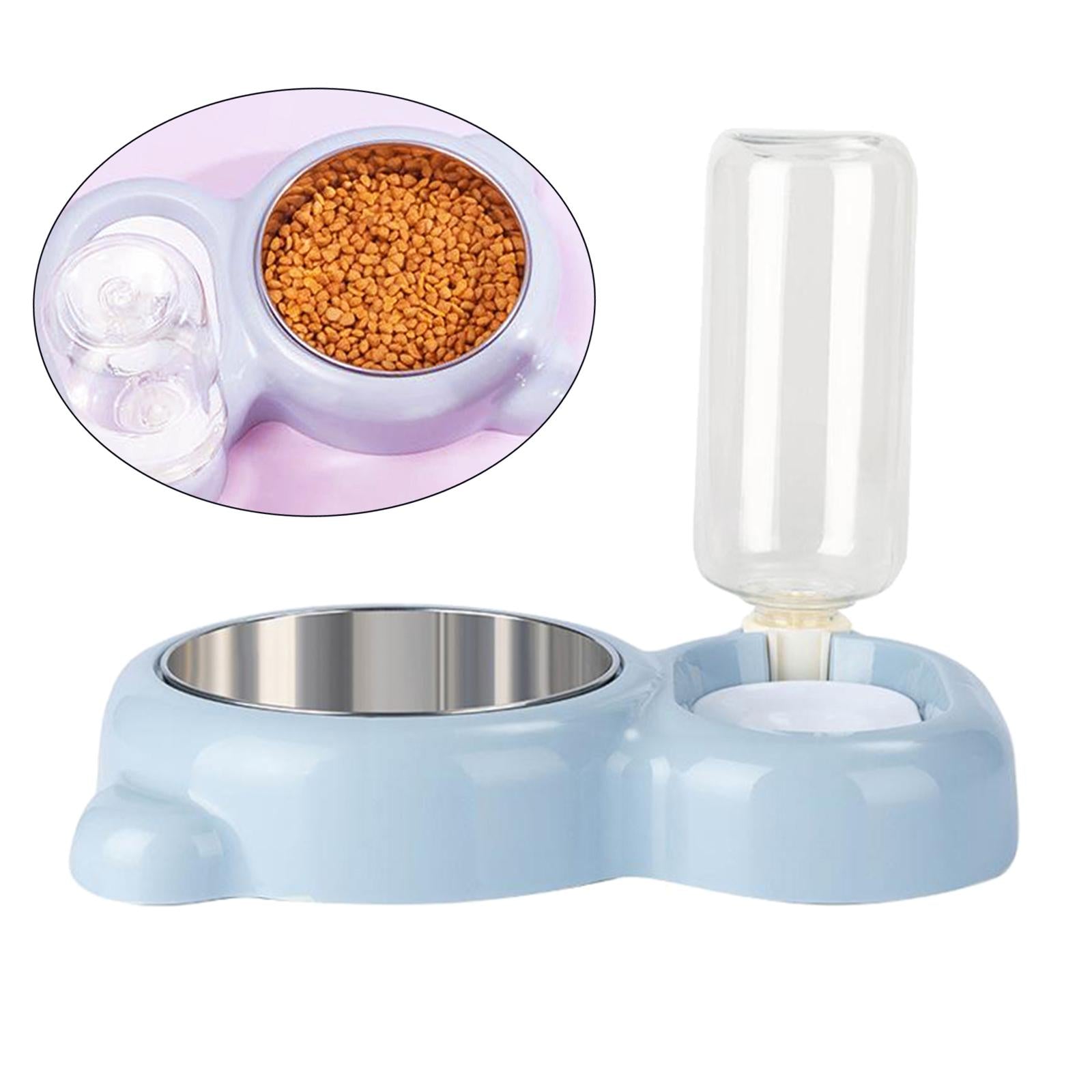 Automatic Pet Feeder Auto Dog Cat Food Water Bowl Dispenser Blue