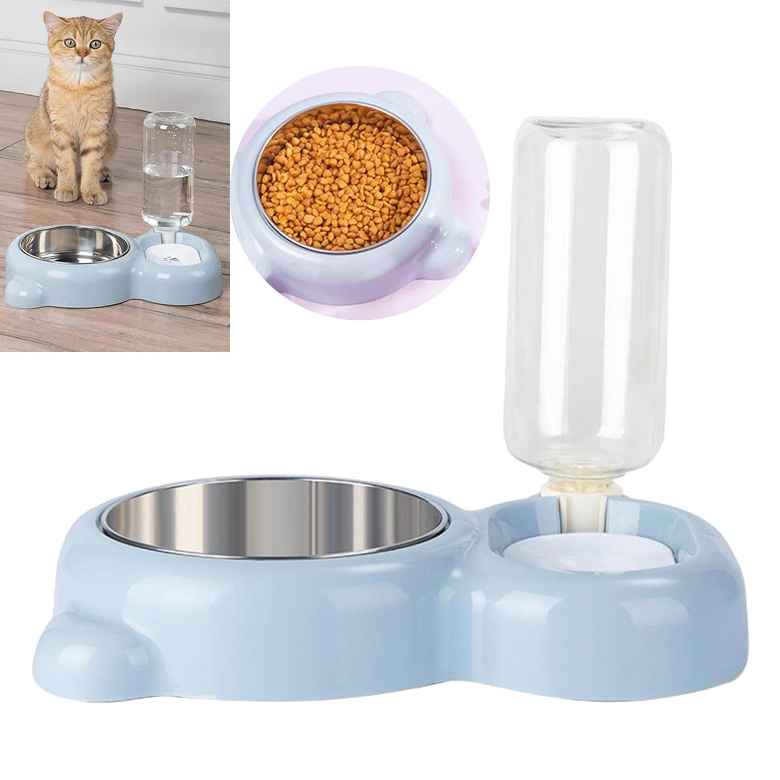 Automatic Pet Feeder Auto Dog Cat Food Water Bowl Dispenser Blue