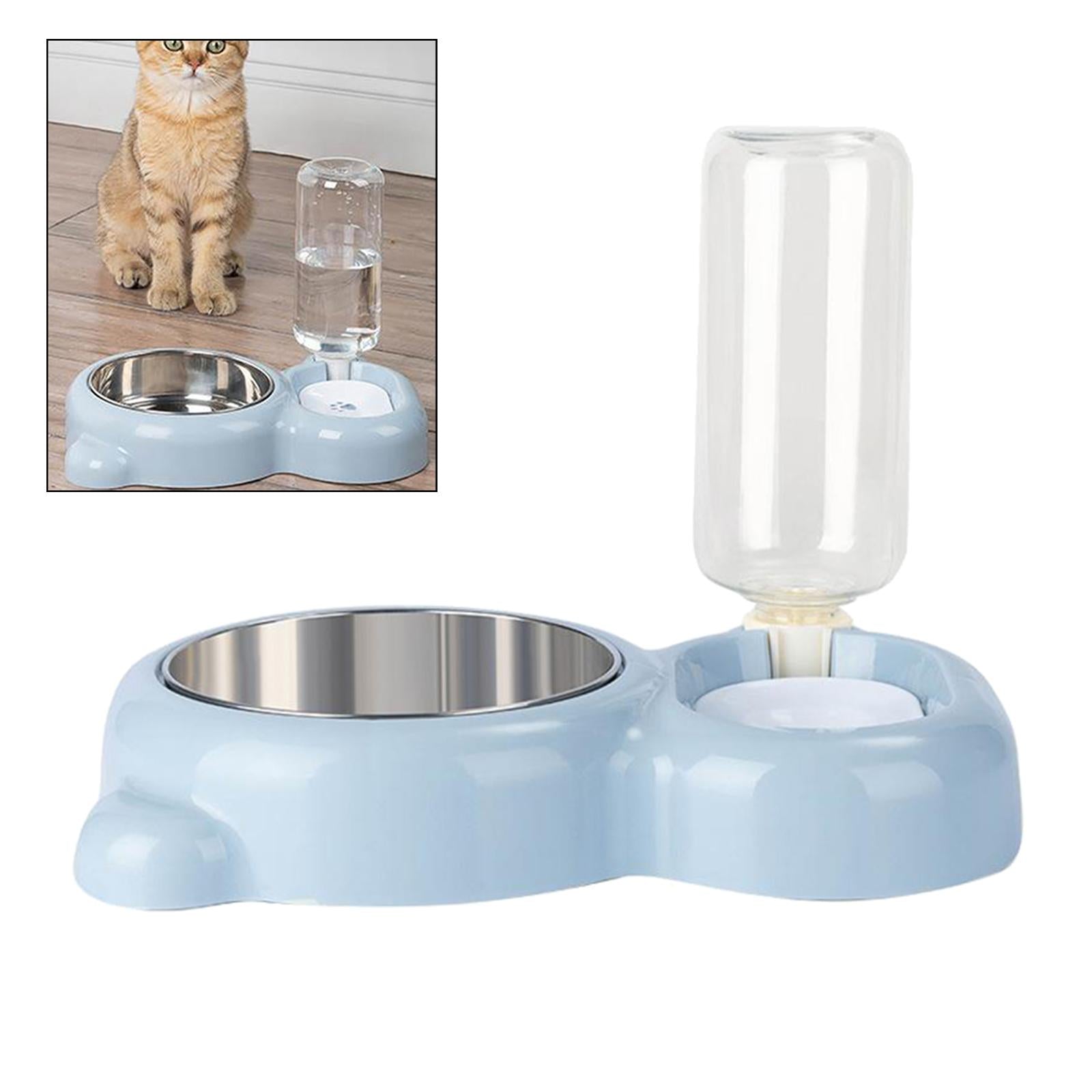 Automatic Pet Feeder Auto Dog Cat Food Water Bowl Dispenser Blue