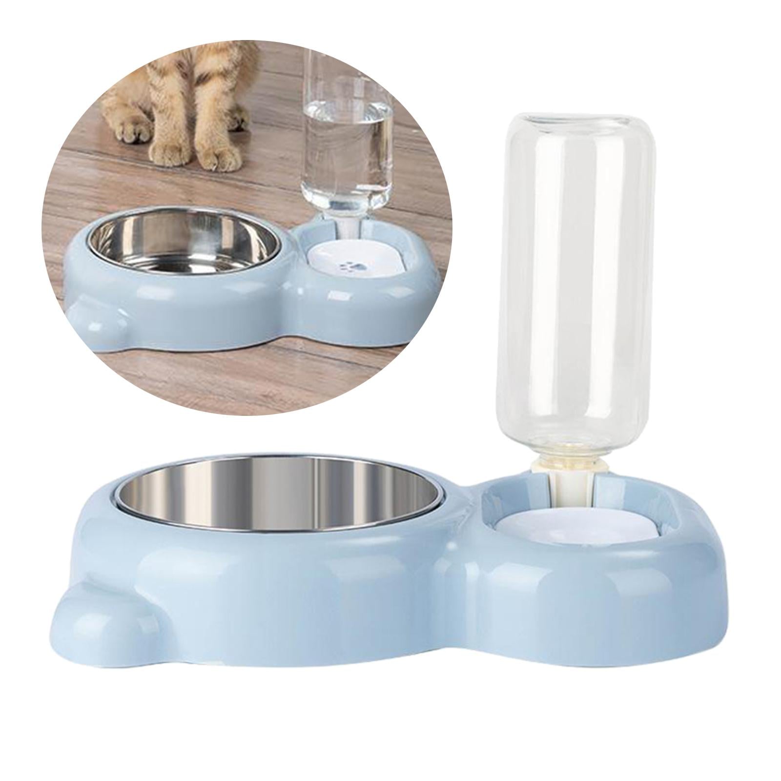 Automatic Pet Feeder Auto Dog Cat Food Water Bowl Dispenser Blue