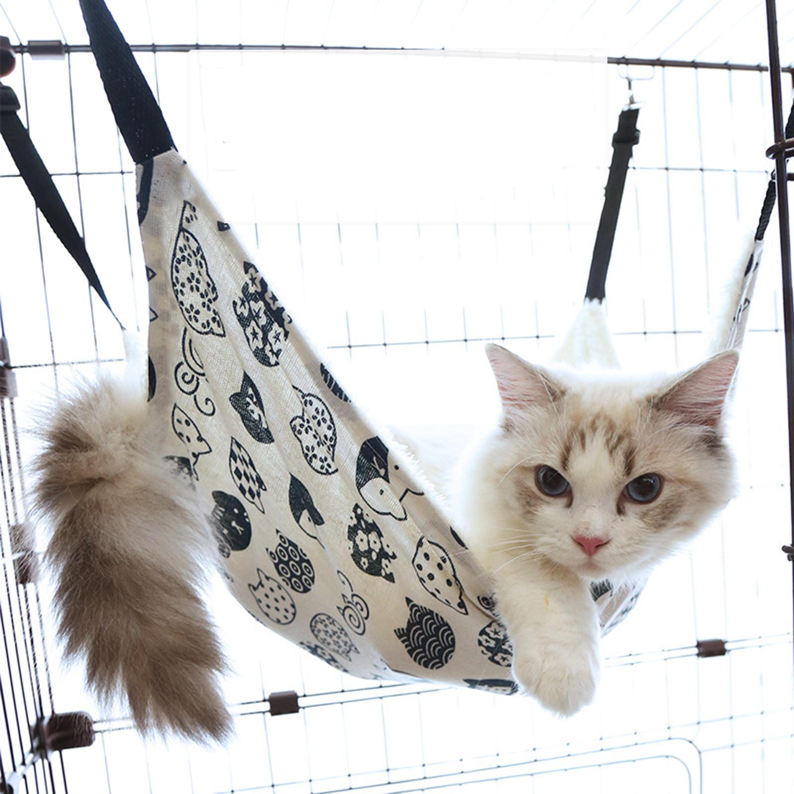 Cat Hammock Bed Swing Comfy Dog Pet Cats Hanging Fun Pets Furniture Beds Summer White S