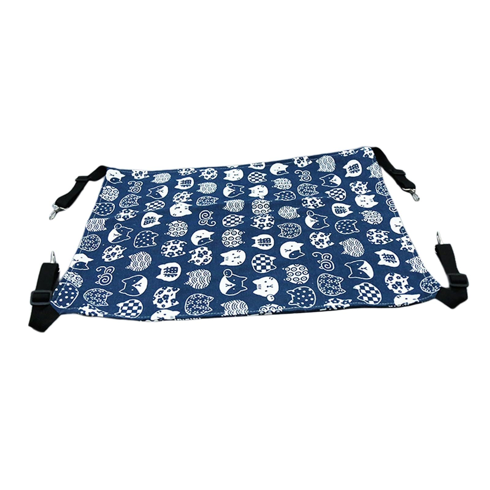 Cat Hammock Bed Swing Comfy Dog Pet Cats Hanging Fun Pets Furniture Beds Summer Navy Blue L