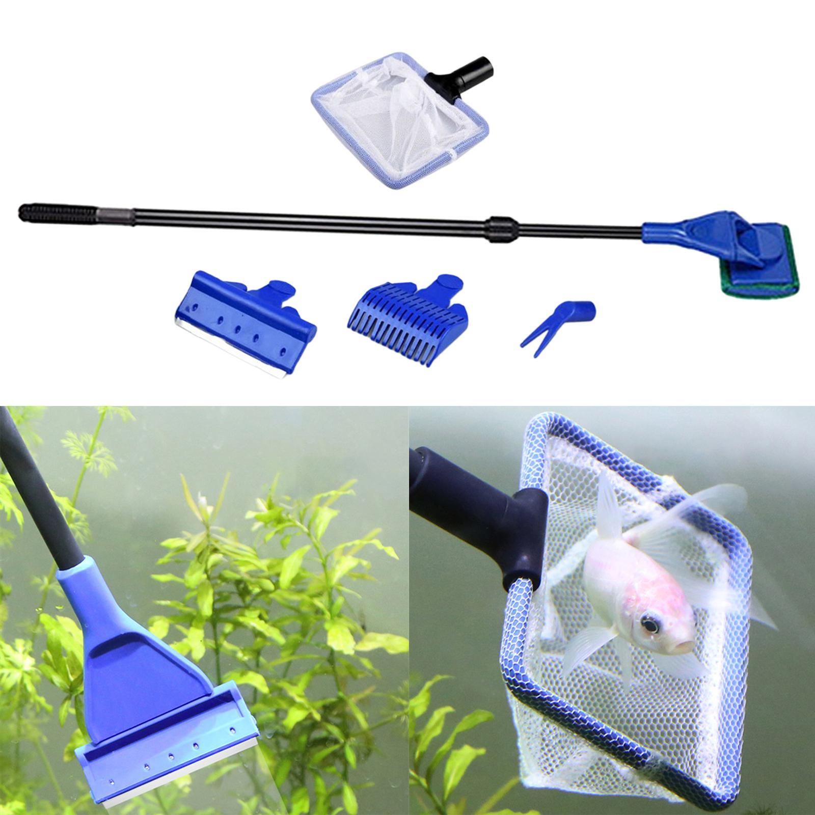 5 in 1 Aquarium Fish Tank Clean Tool Gravel Rake Grass Fork Non-Slip Handle