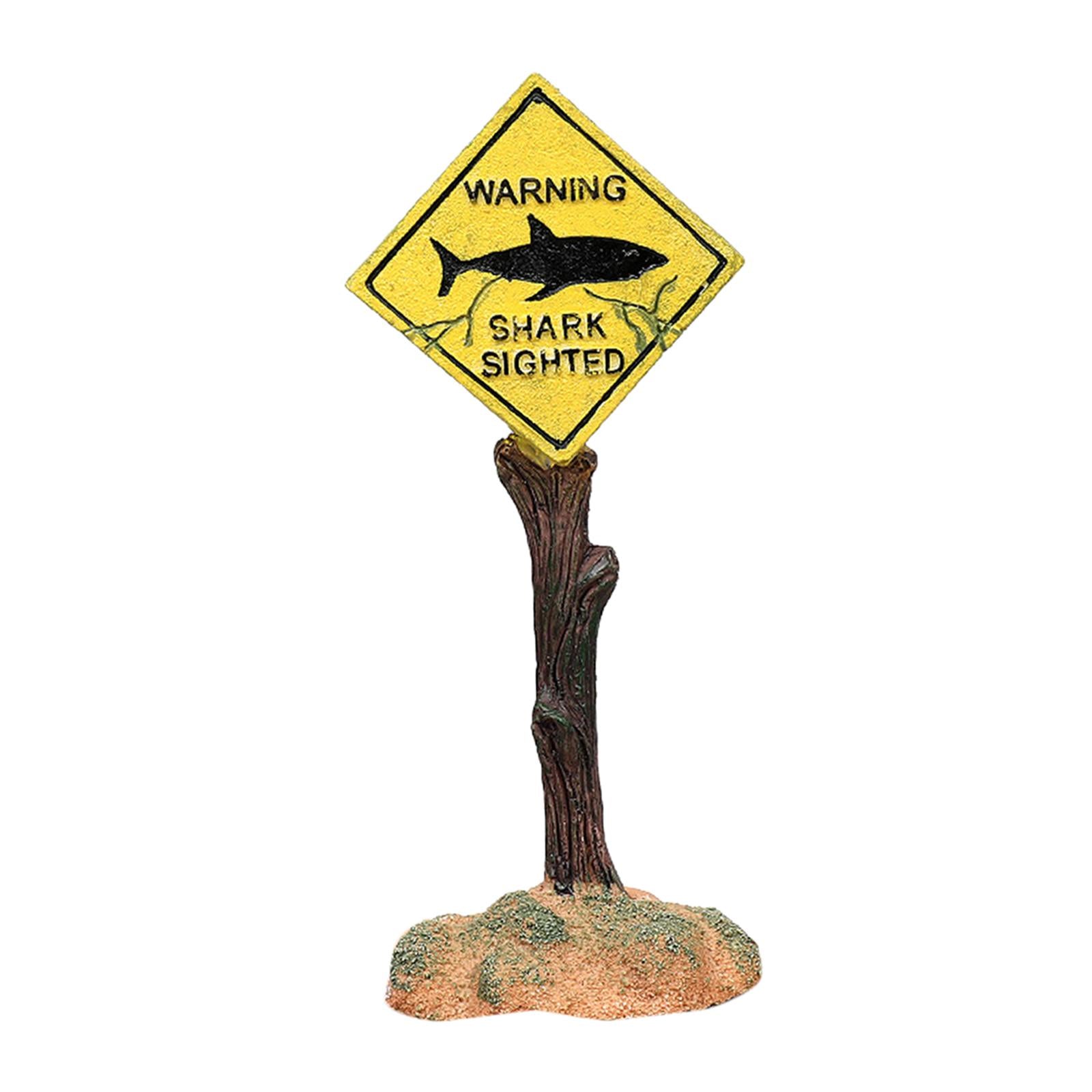 Warning Signs Aquarium Landscape Home Fish Tank Decor Yellow 6x4.5x16cm