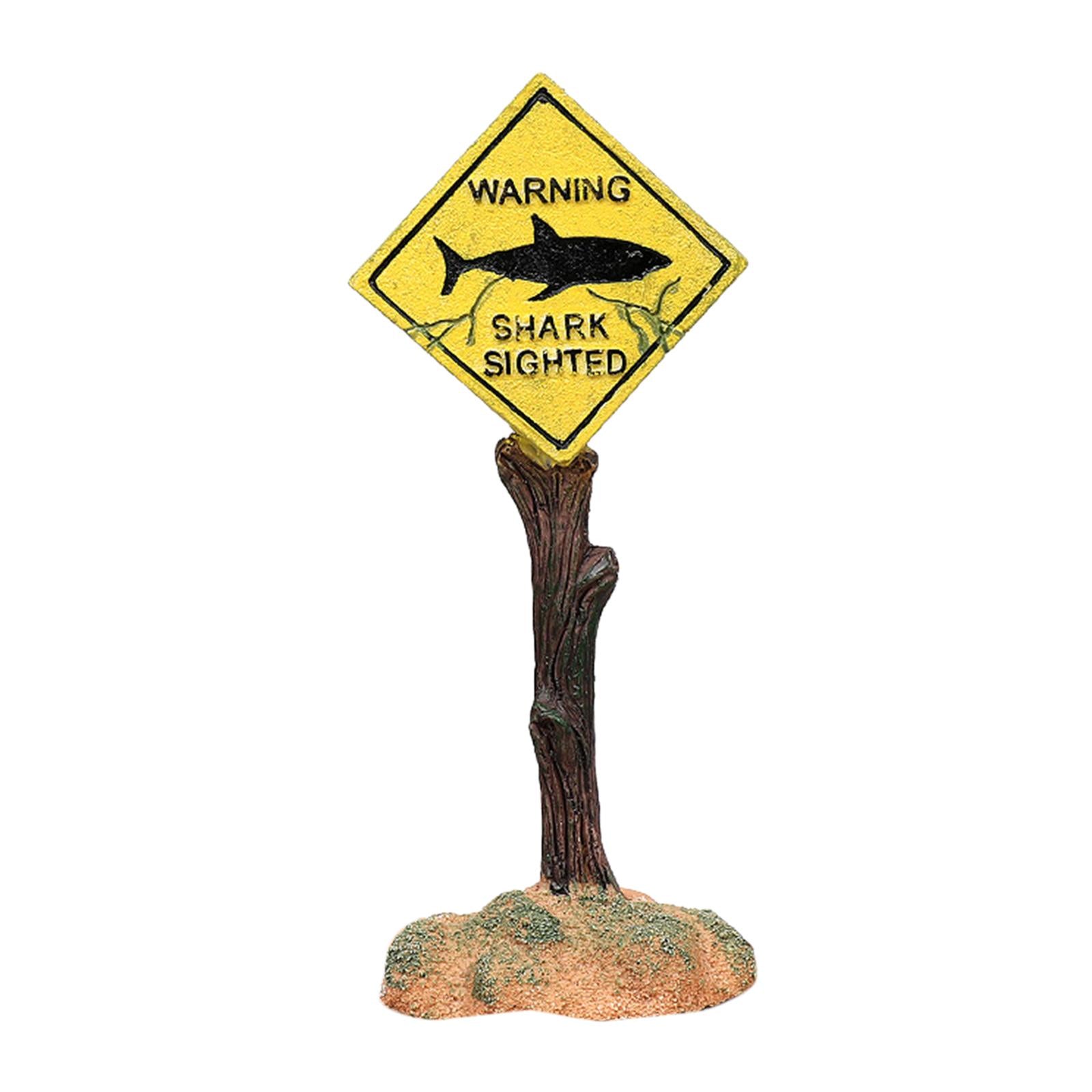 Warning Signs Aquarium Landscape Home Fish Tank Decor Yellow 6x4.5x16cm