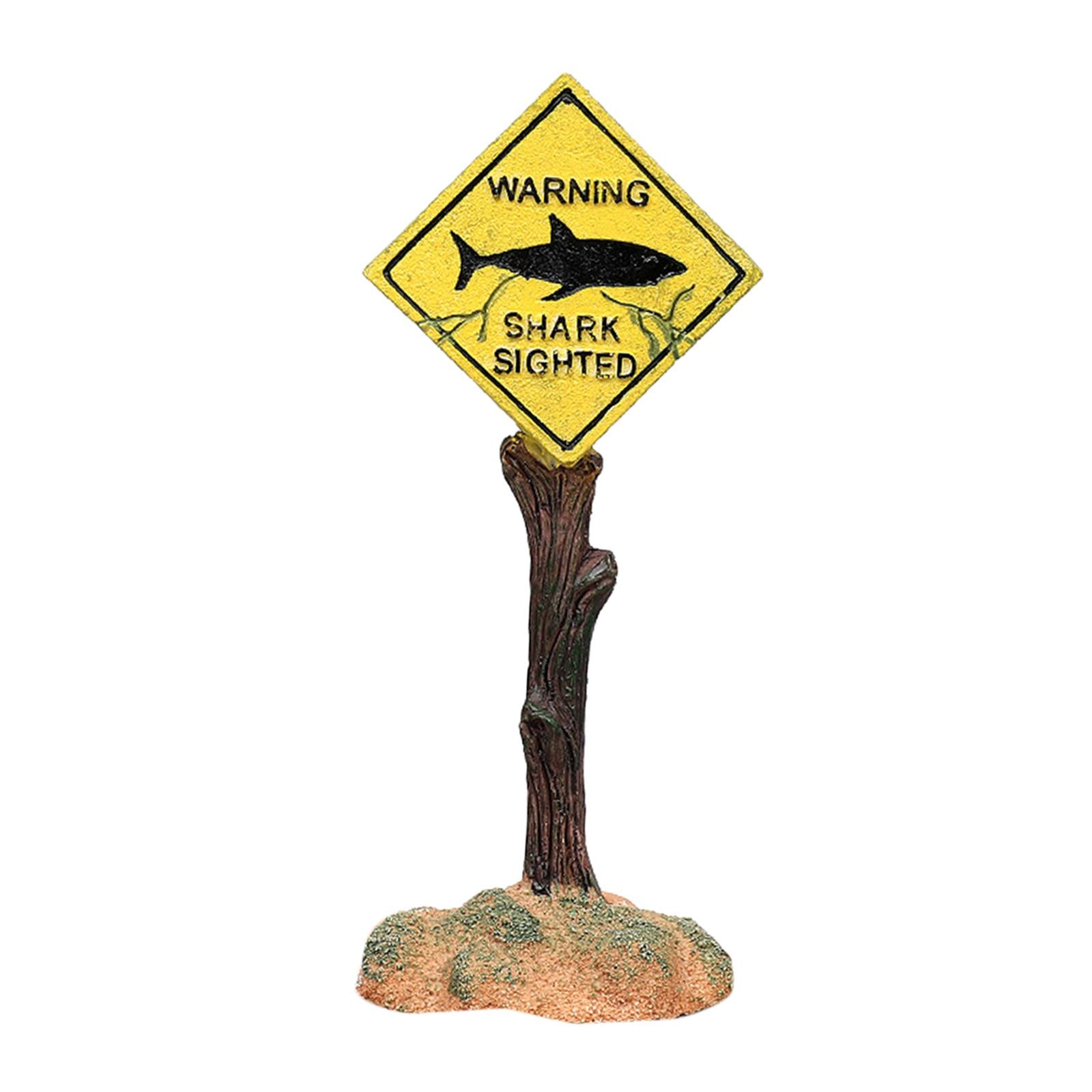 Warning Signs Aquarium Landscape Home Fish Tank Decor Yellow 6x4.5x16cm