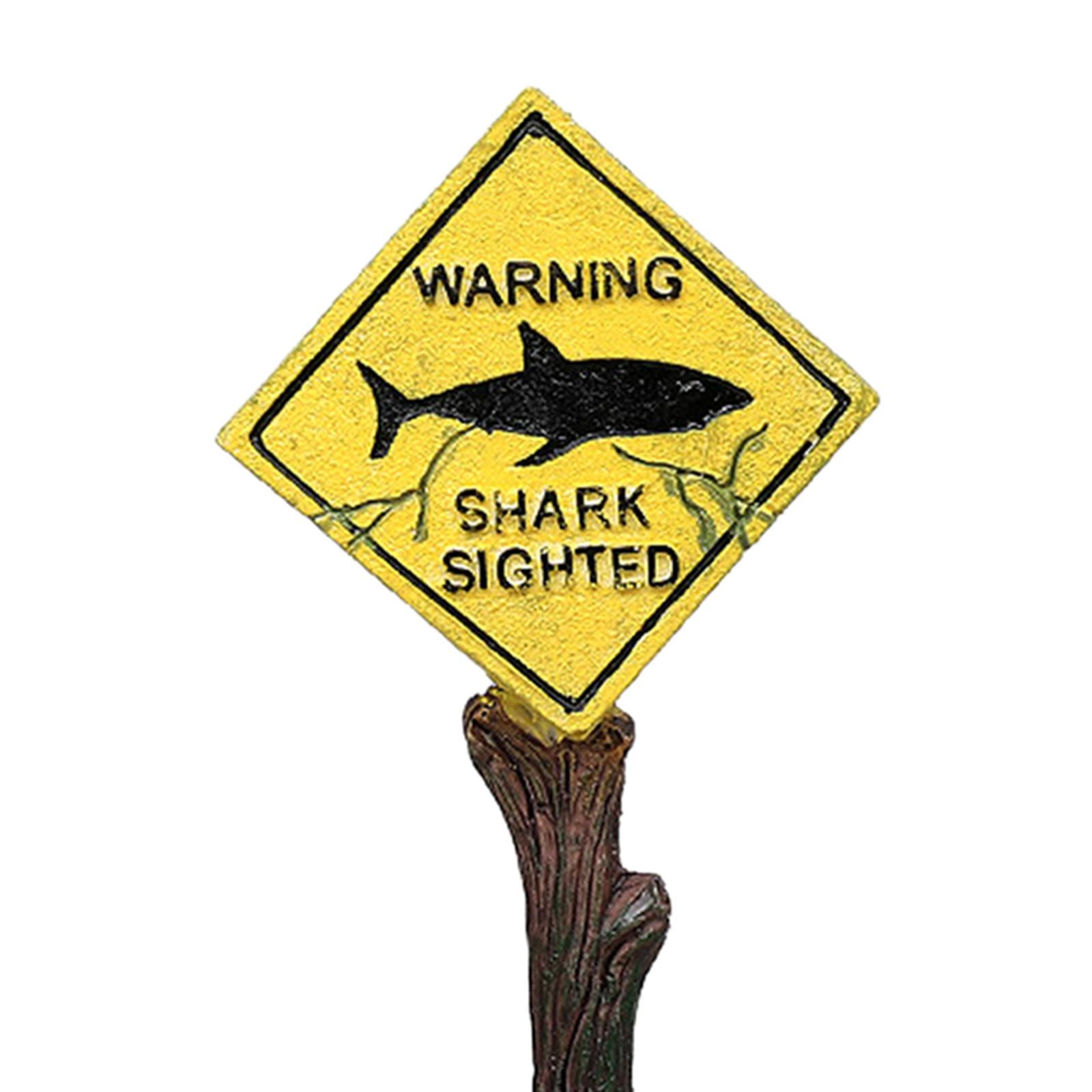 Warning Signs Aquarium Landscape Home Fish Tank Decor Yellow 6x4.5x16cm