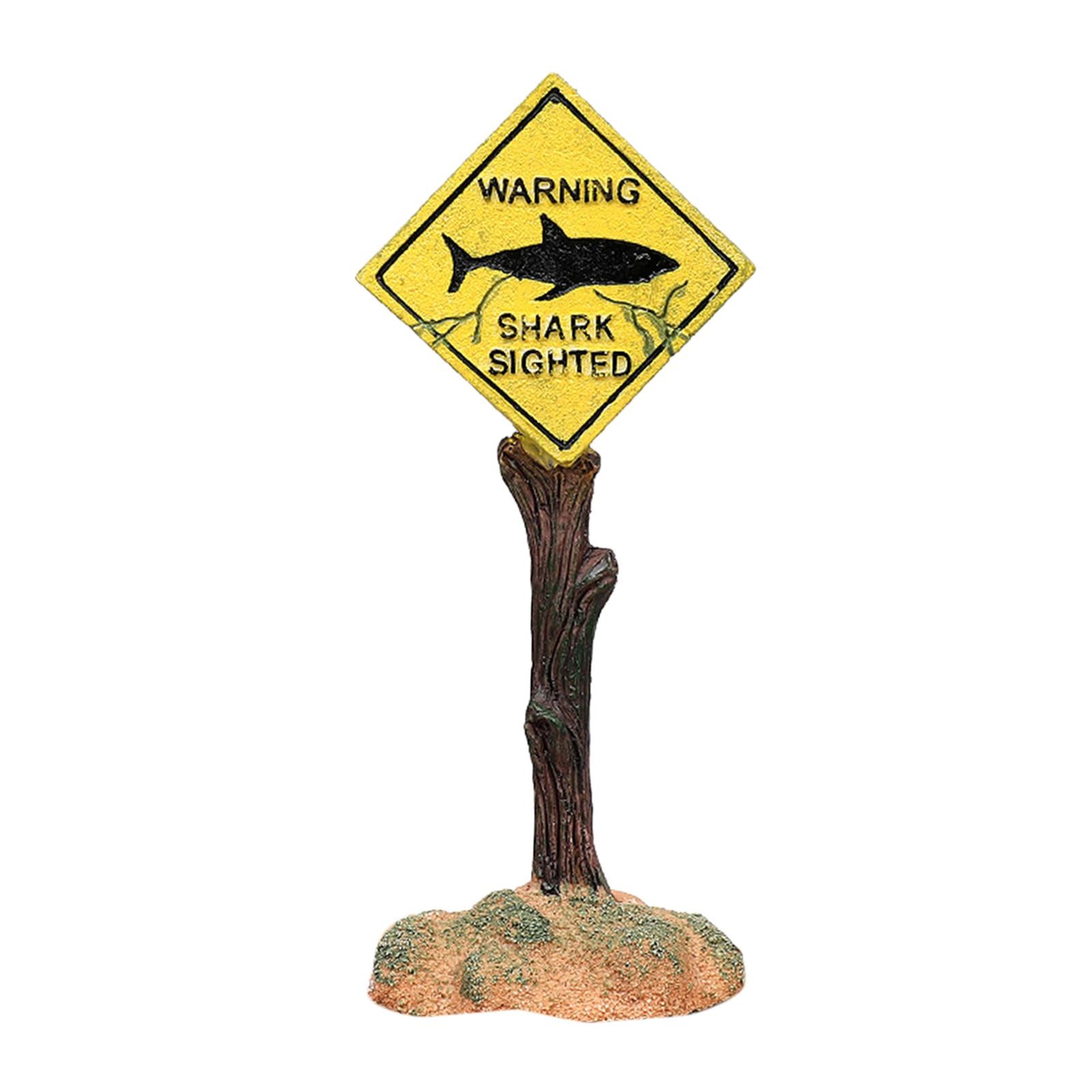 Warning Signs Aquarium Landscape Home Fish Tank Decor Yellow 6x4.5x16cm