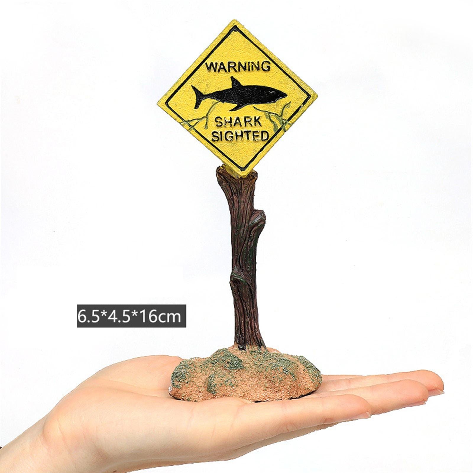 Warning Signs Aquarium Landscape Home Fish Tank Decor Yellow 6x4.5x16cm