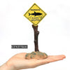 Warning Signs Aquarium Landscape Home Fish Tank Decor Yellow 6x4.5x16cm