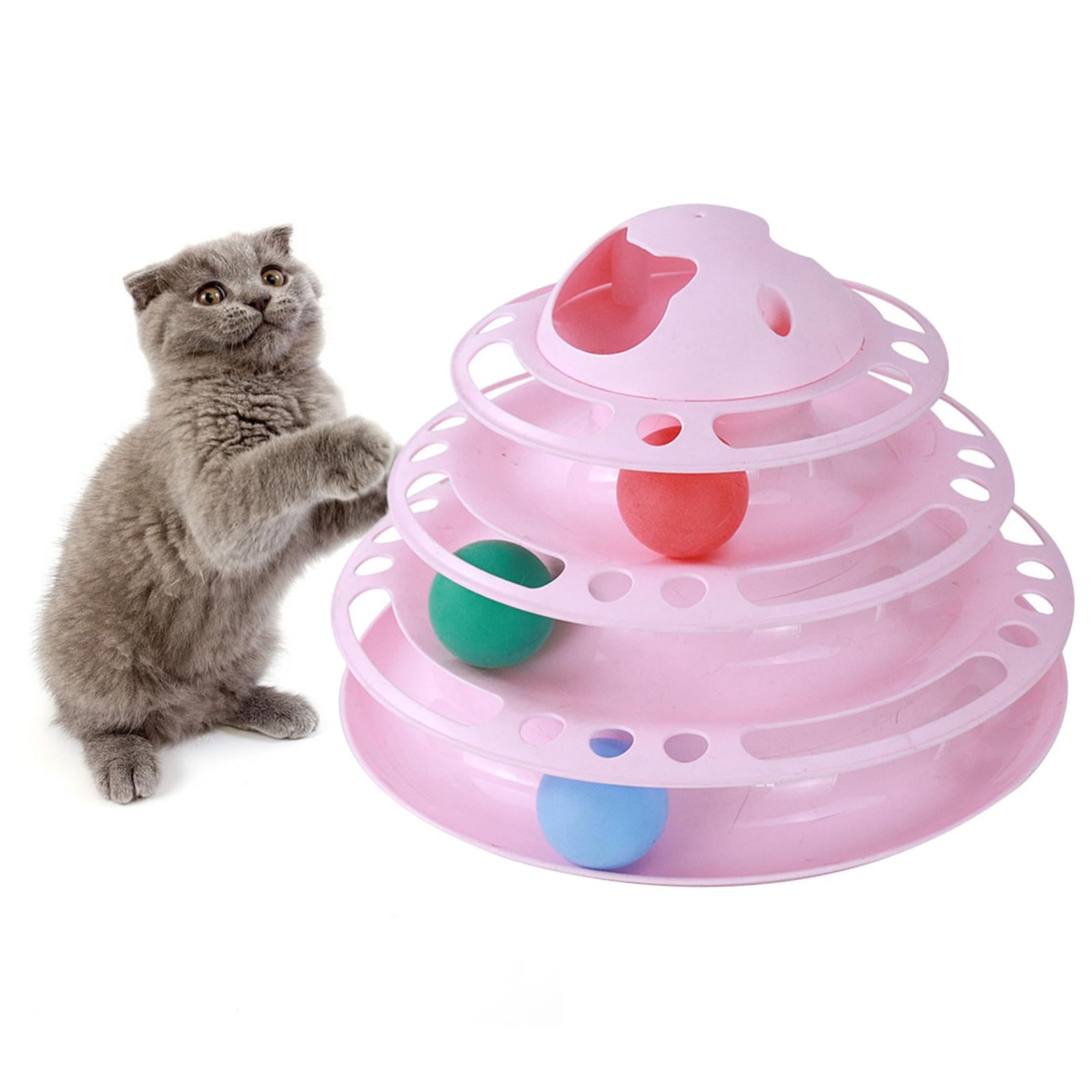 Cat Turntable Toys Ball Disk Interactive Toys Kitten Toy Plate Pink