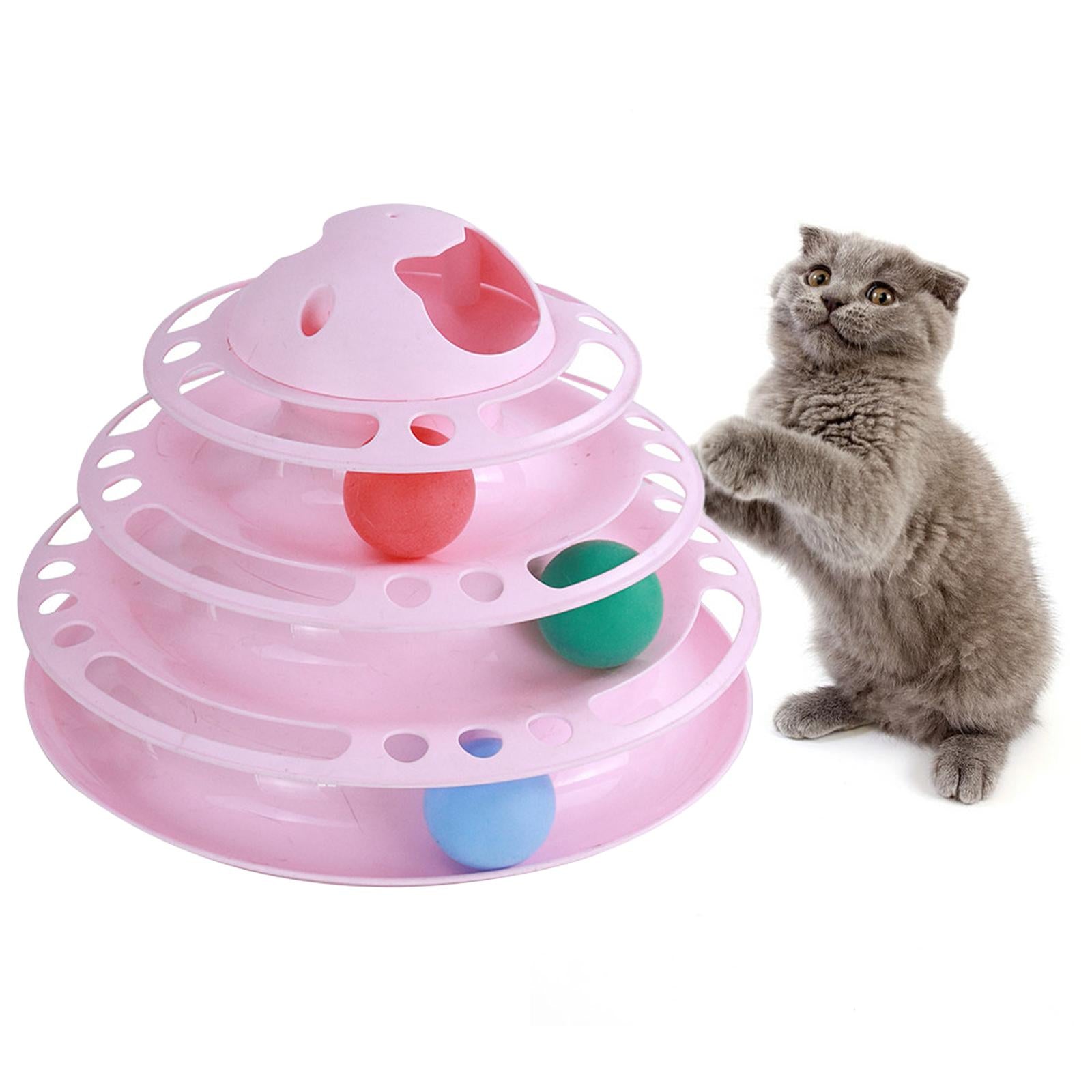 Cat Turntable Toys Ball Disk Interactive Toys Kitten Toy Plate Pink