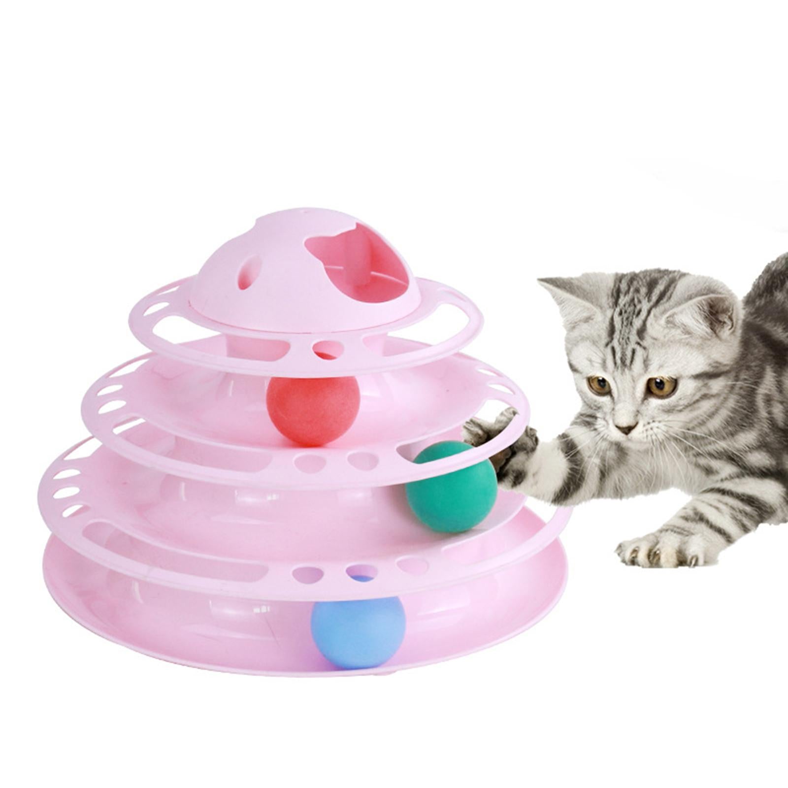 Cat Turntable Toys Ball Disk Interactive Toys Kitten Toy Plate Pink