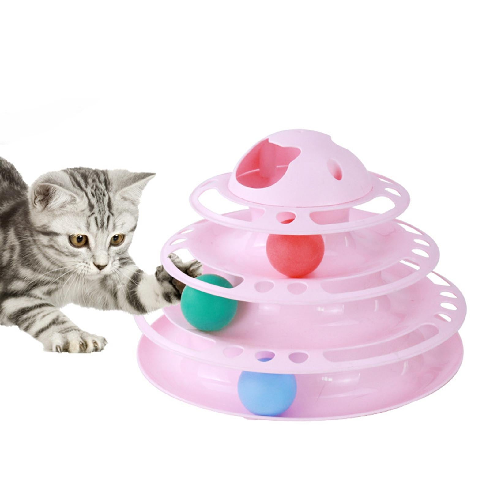 Cat Turntable Toys Ball Disk Interactive Toys Kitten Toy Plate Pink