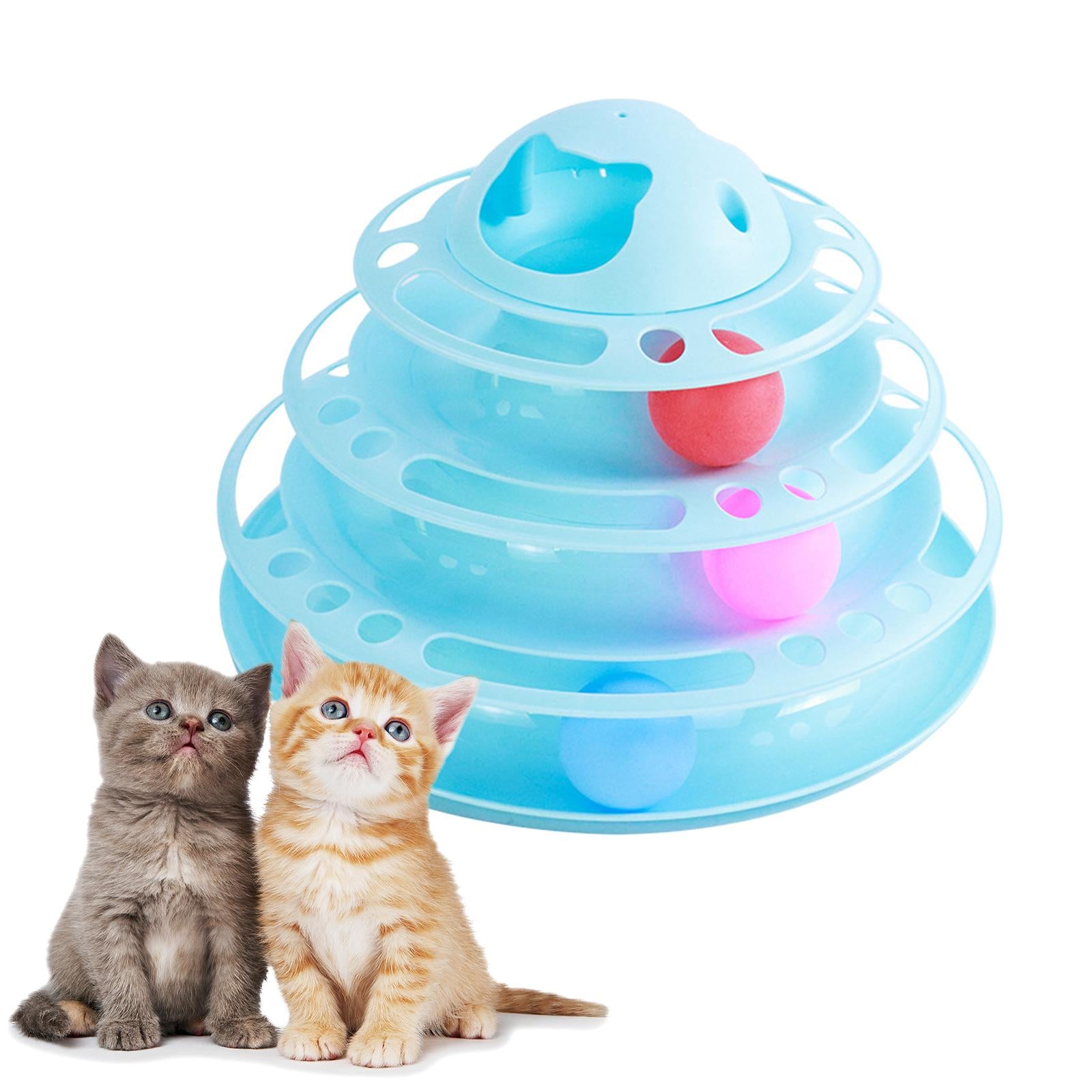 Cat Turntable Toys Ball Disk Interactive Toys Kitten Toy Plate Blue