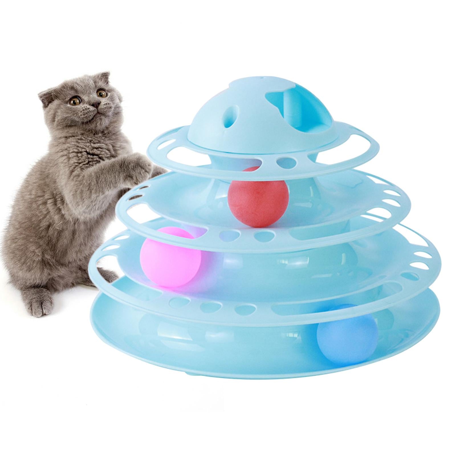 Cat Turntable Toys Ball Disk Interactive Toys Kitten Toy Plate Blue