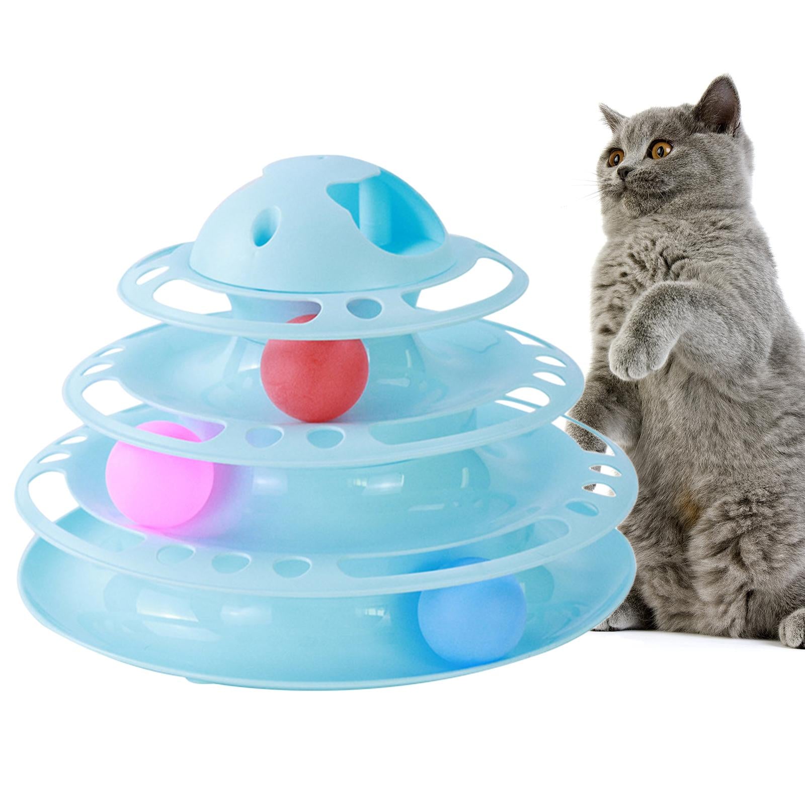 Cat Turntable Toys Ball Disk Interactive Toys Kitten Toy Plate Blue