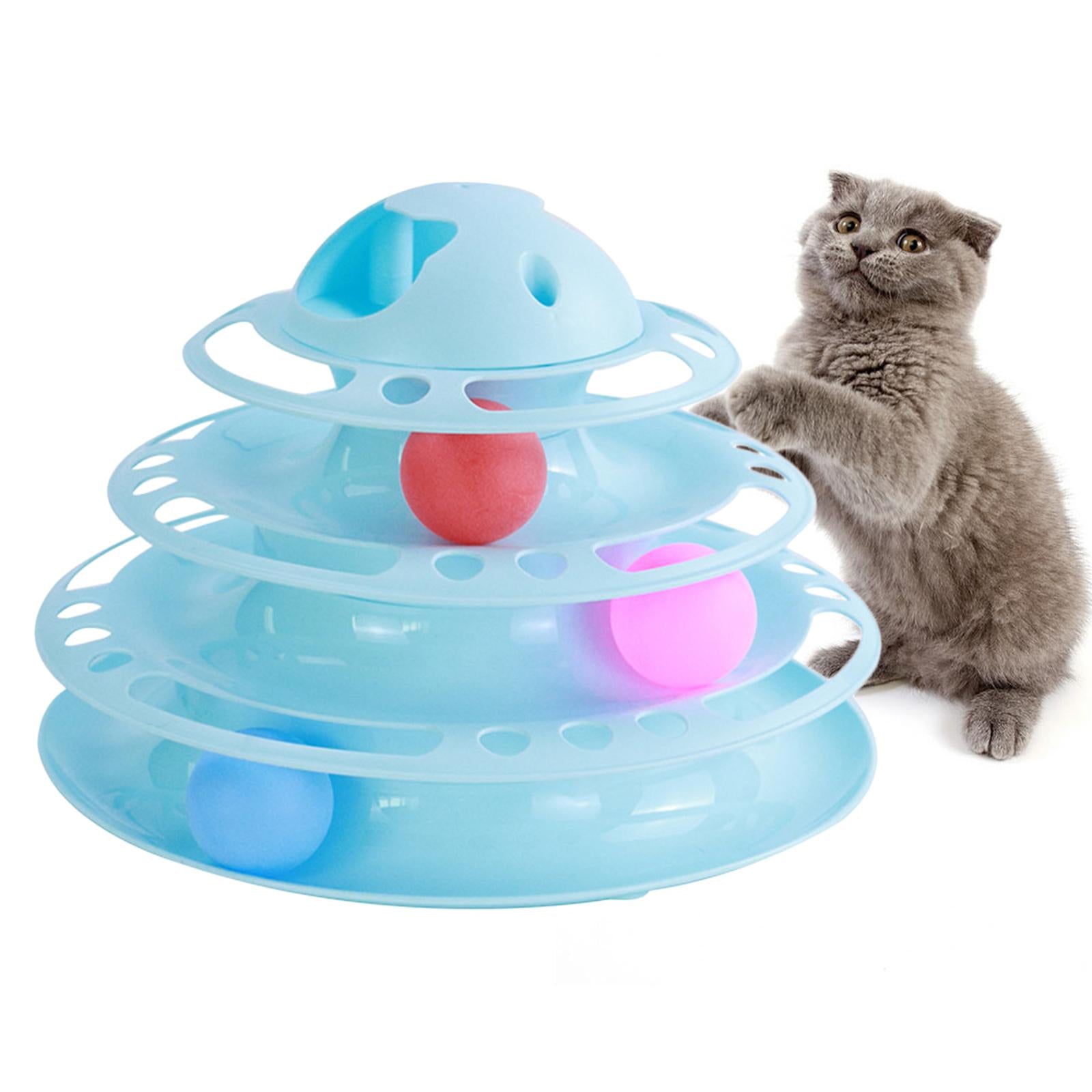 Cat Turntable Toys Ball Disk Interactive Toys Kitten Toy Plate Blue