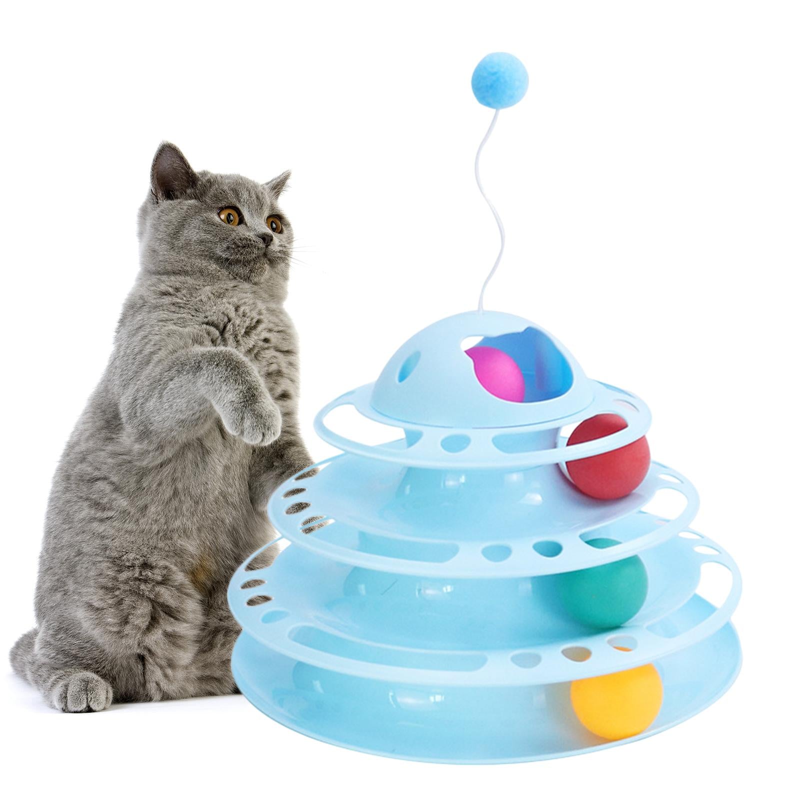 Cat Turntable Toys Ball Disk Interactive Toys Kitten Toy Plate Antenna Blue