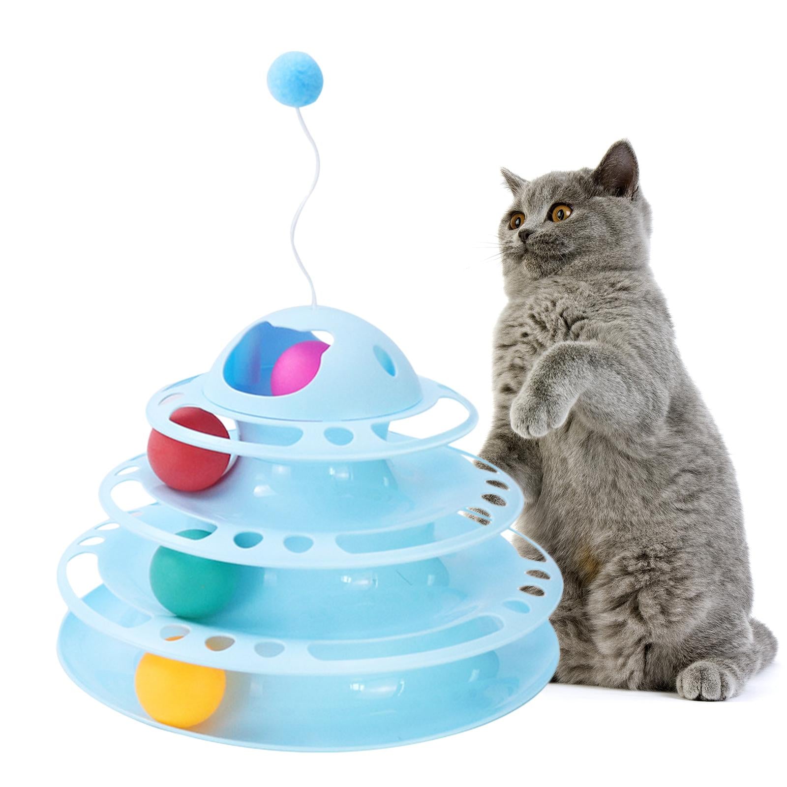 Cat Turntable Toys Ball Disk Interactive Toys Kitten Toy Plate Antenna Blue