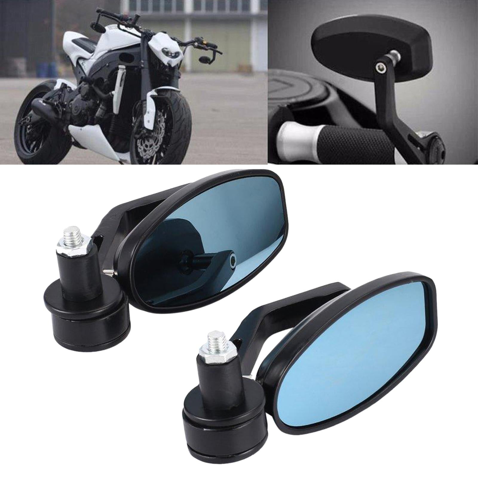 7/8" Handle Bar End Motorcycle Rearview Side Mirrors Motor Bike Mirrors