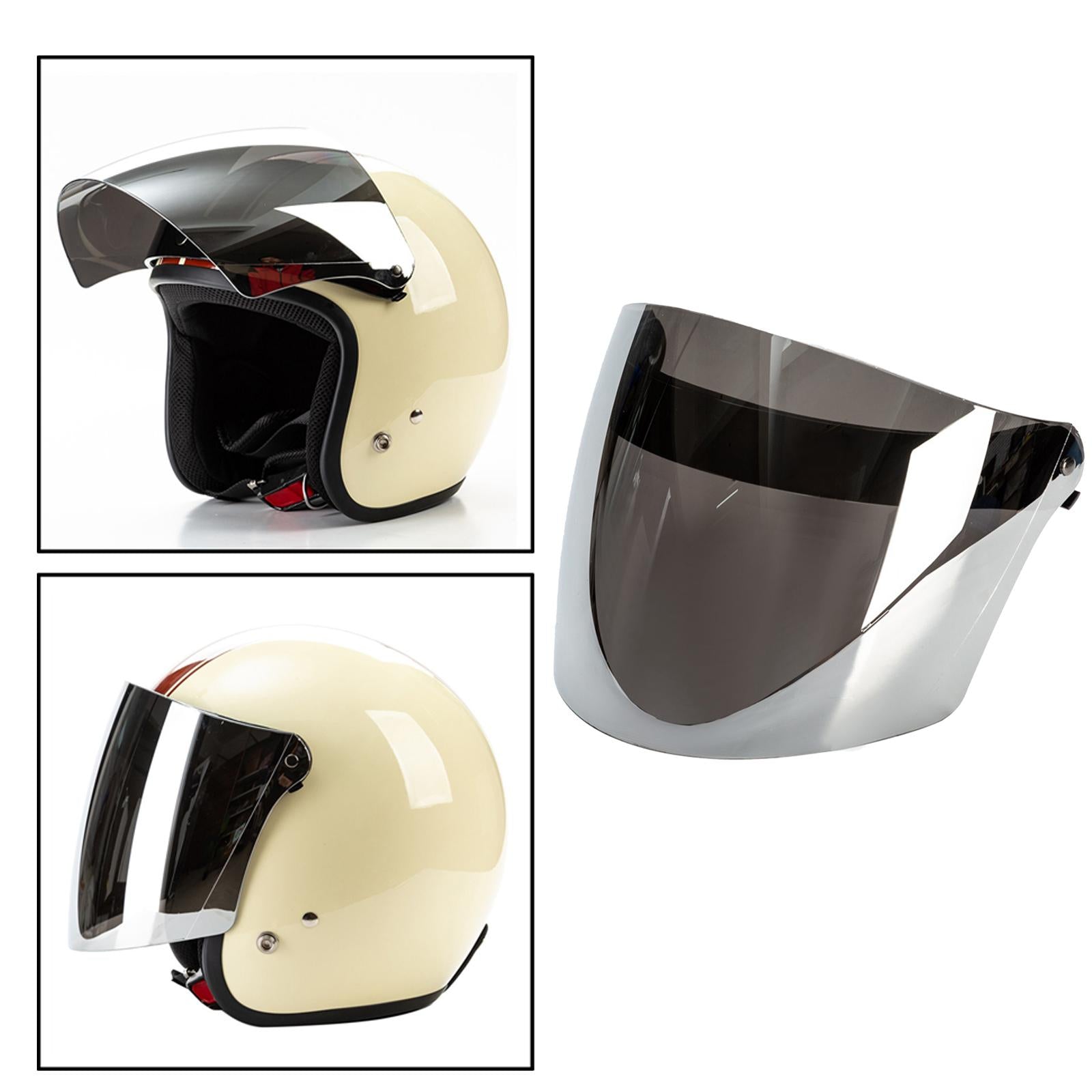 Open Face Wind Shield 3 Snaps Helmet Visor Wind Shield Lens Universal Silver