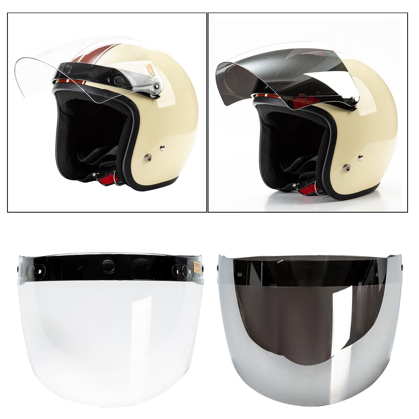 Open Face Wind Shield 3 Snaps Helmet Visor Wind Shield Lens Universal Clear