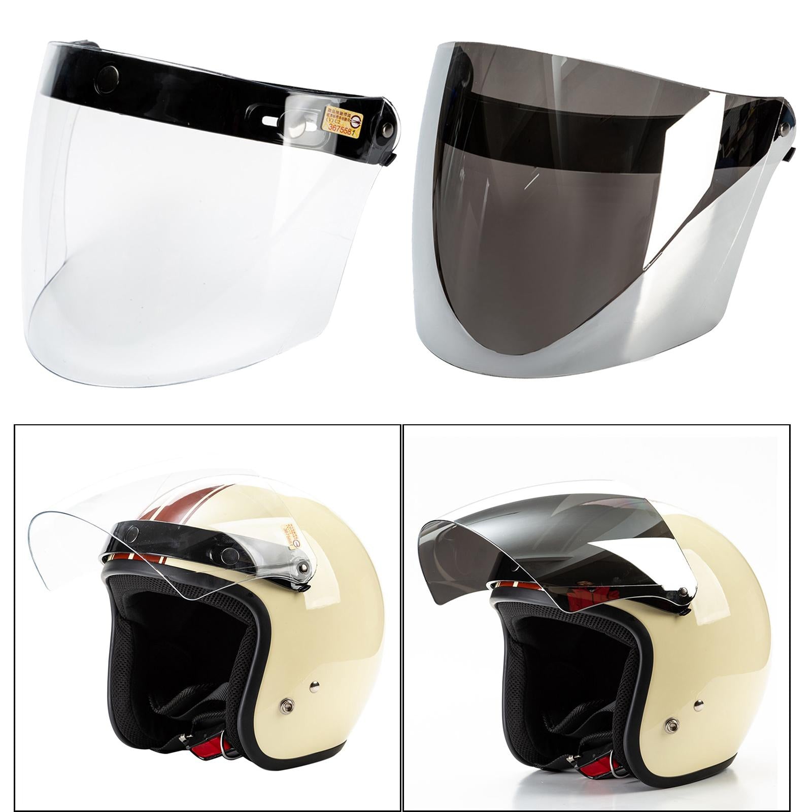 Open Face Wind Shield 3 Snaps Helmet Visor Wind Shield Lens Universal Clear