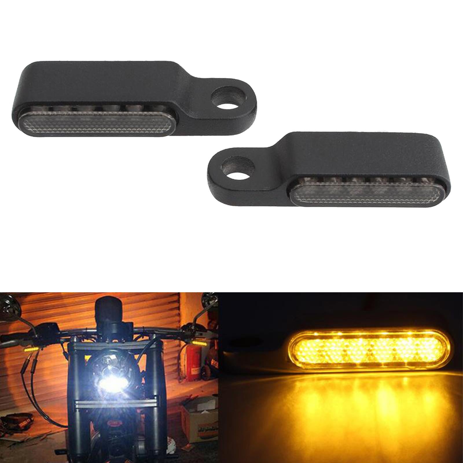 2pcs LED Turn Signal Indicator Blinker DC 12V Amber For Cruiser  black